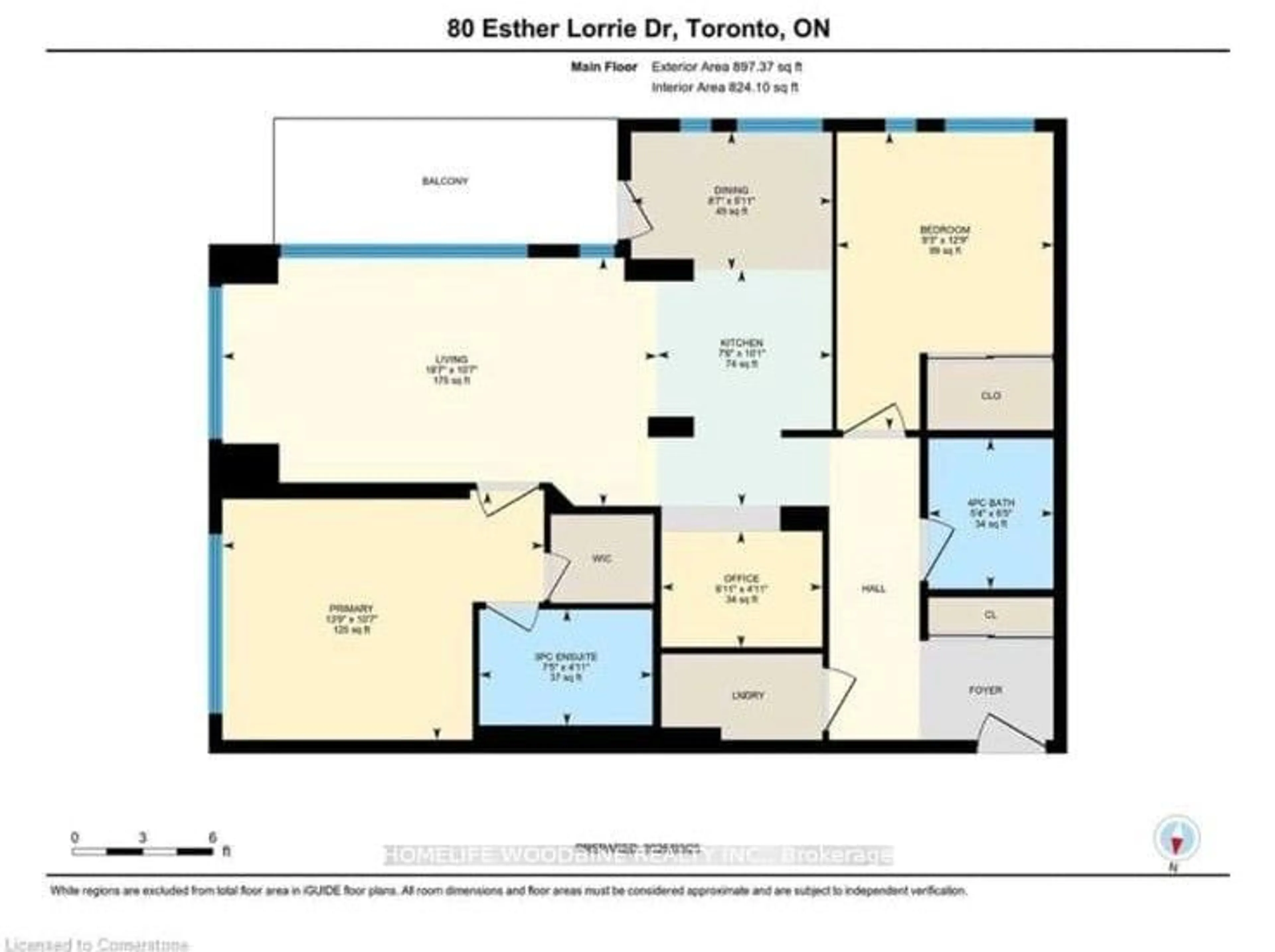 Floor plan for 80 Esther Lorrie Dr #312, Toronto Ontario M9W 0C6