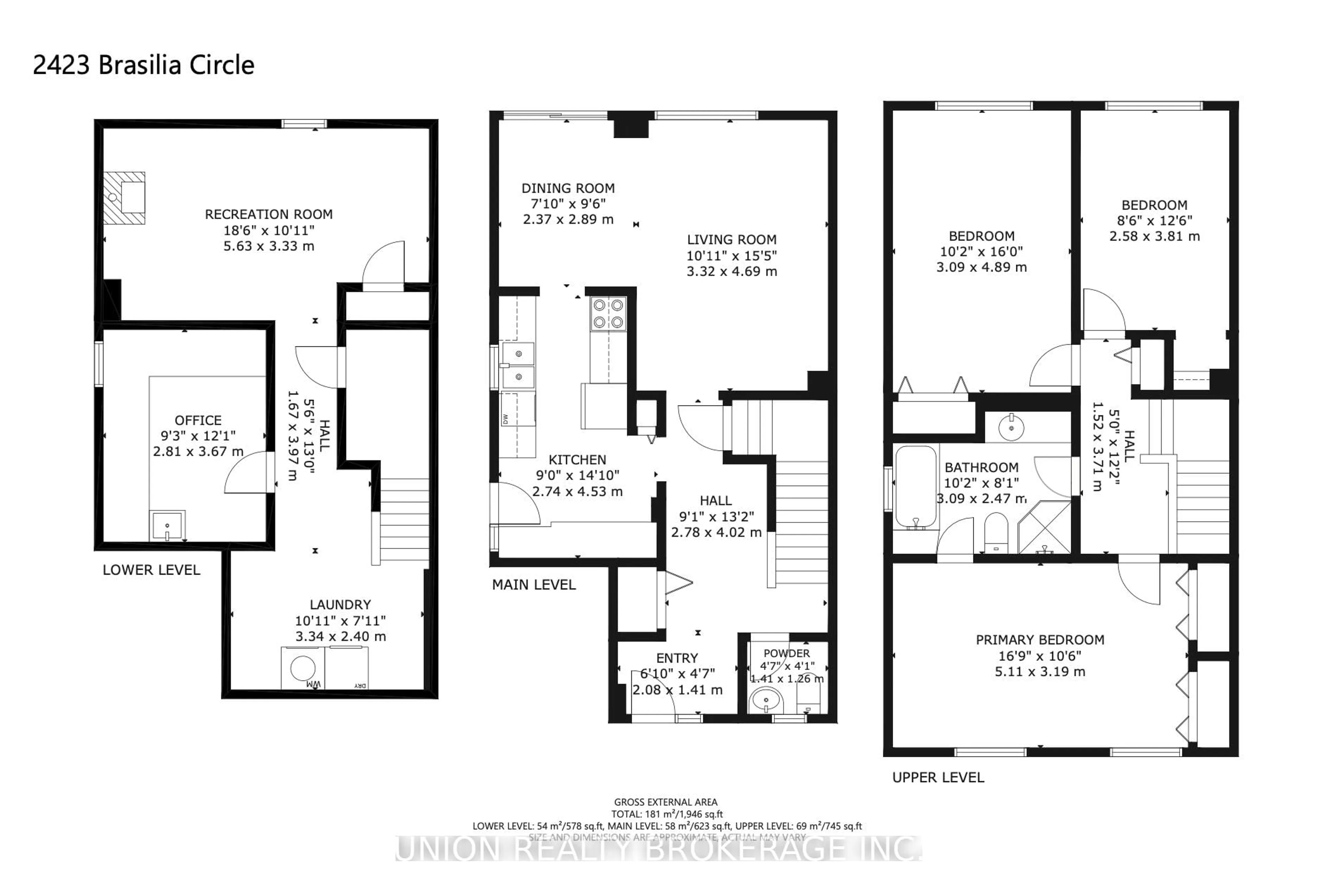Floor plan for 2423 Brasilia Circ, Mississauga Ontario L5N 2E9