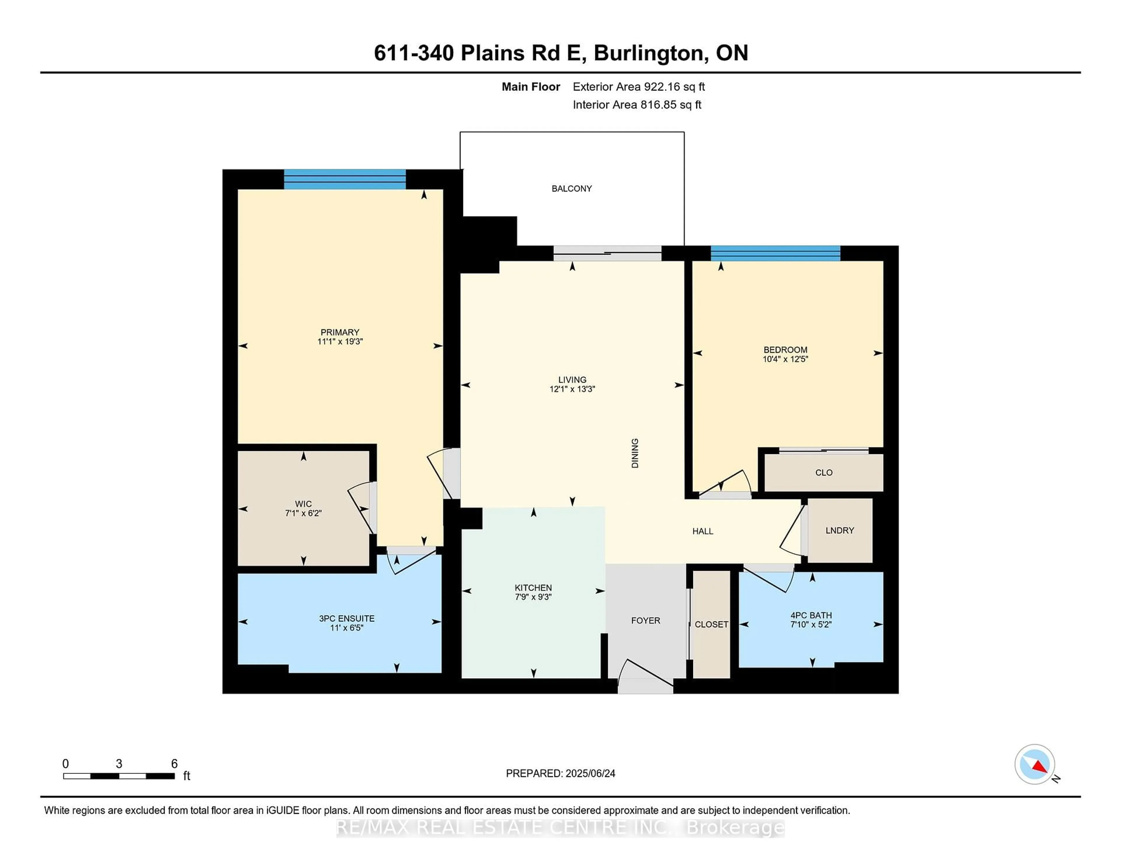 Floor plan for 340 Plains Rd #611, Burlington Ontario L7T 2C8