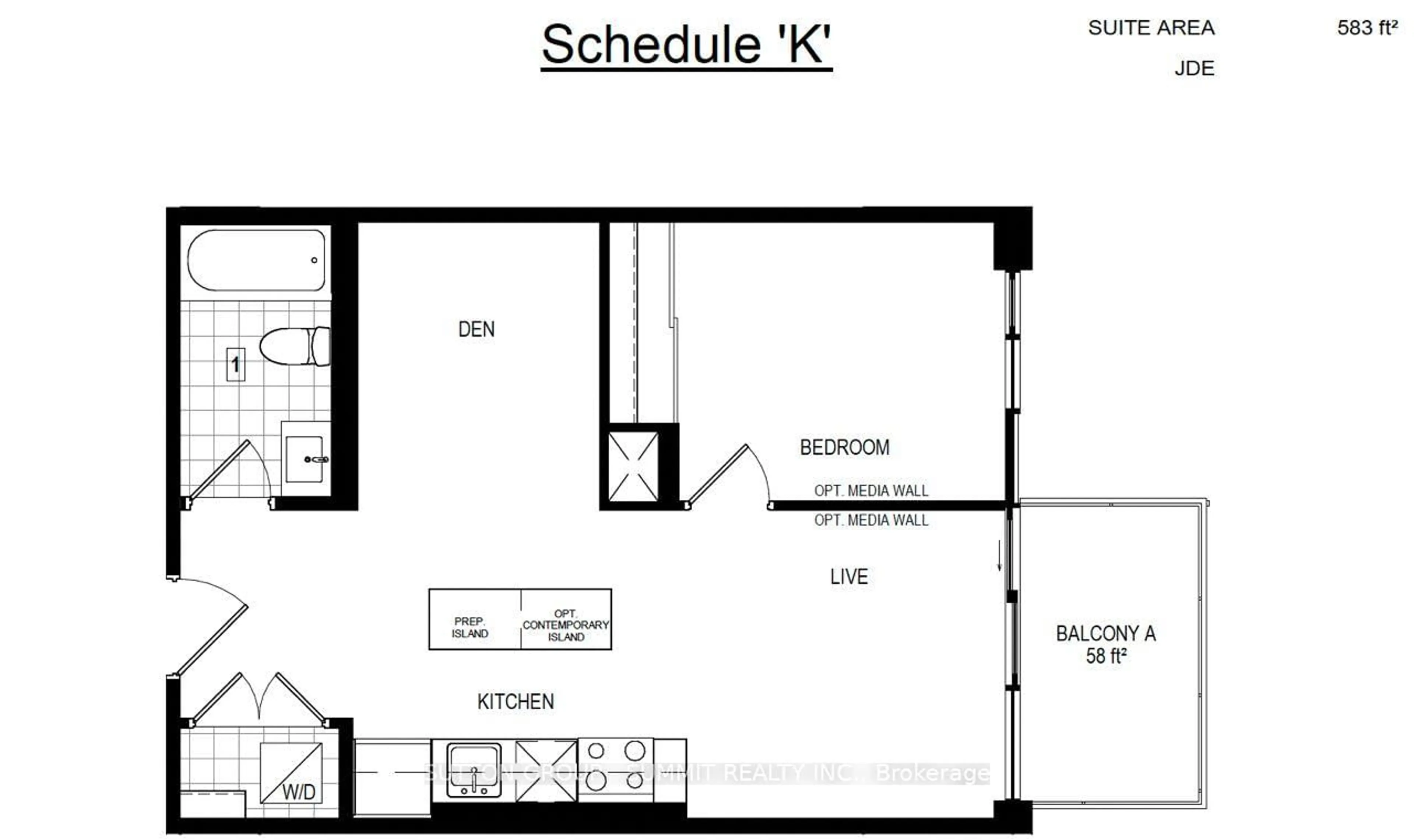 Floor plan for 3006 William Cutmore Blvd #809, Oakville Ontario L6H 7W8