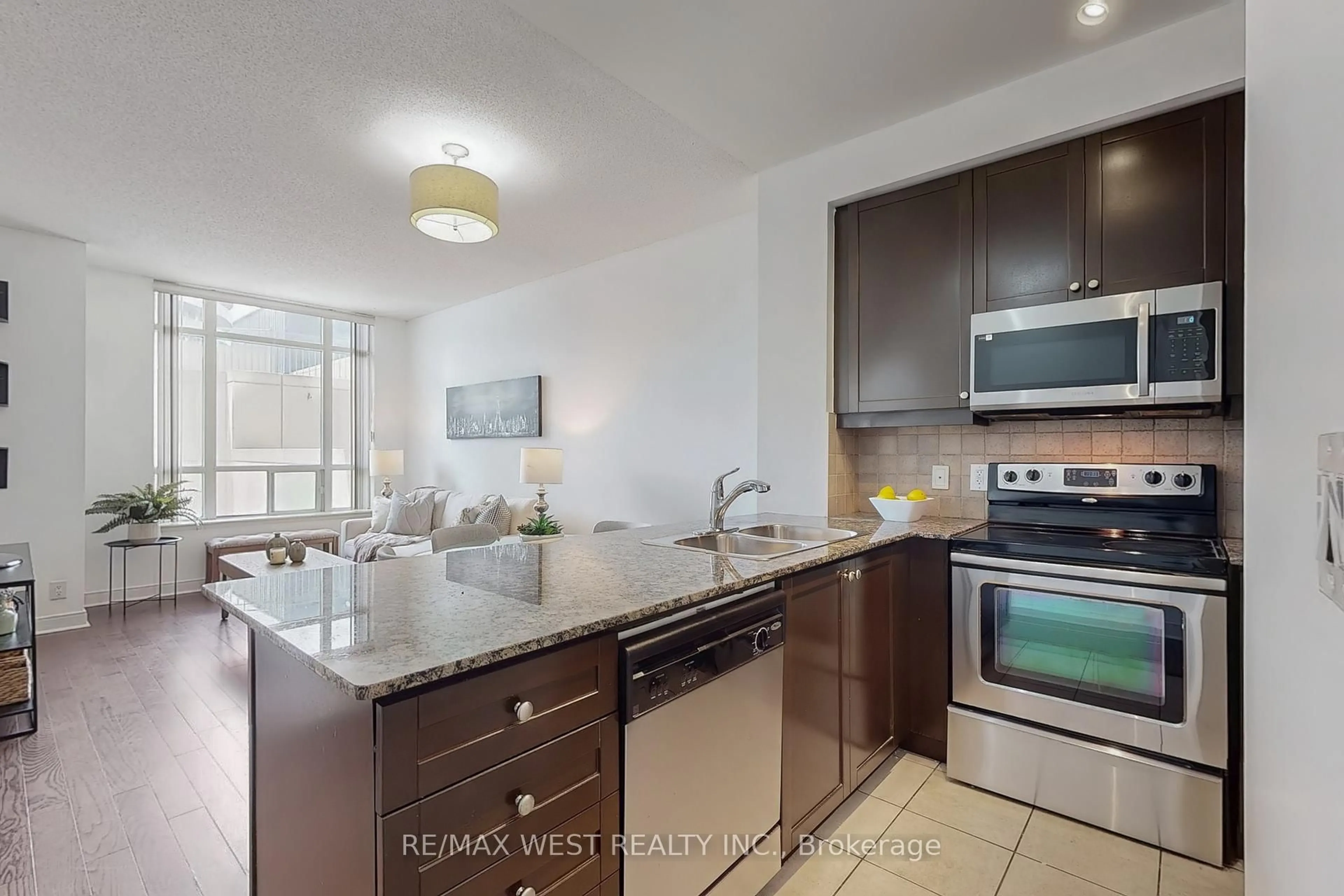 Standard kitchen, ceramic/tile floor for 80 Absolute Ave #206, Mississauga Ontario L4Z 0A8