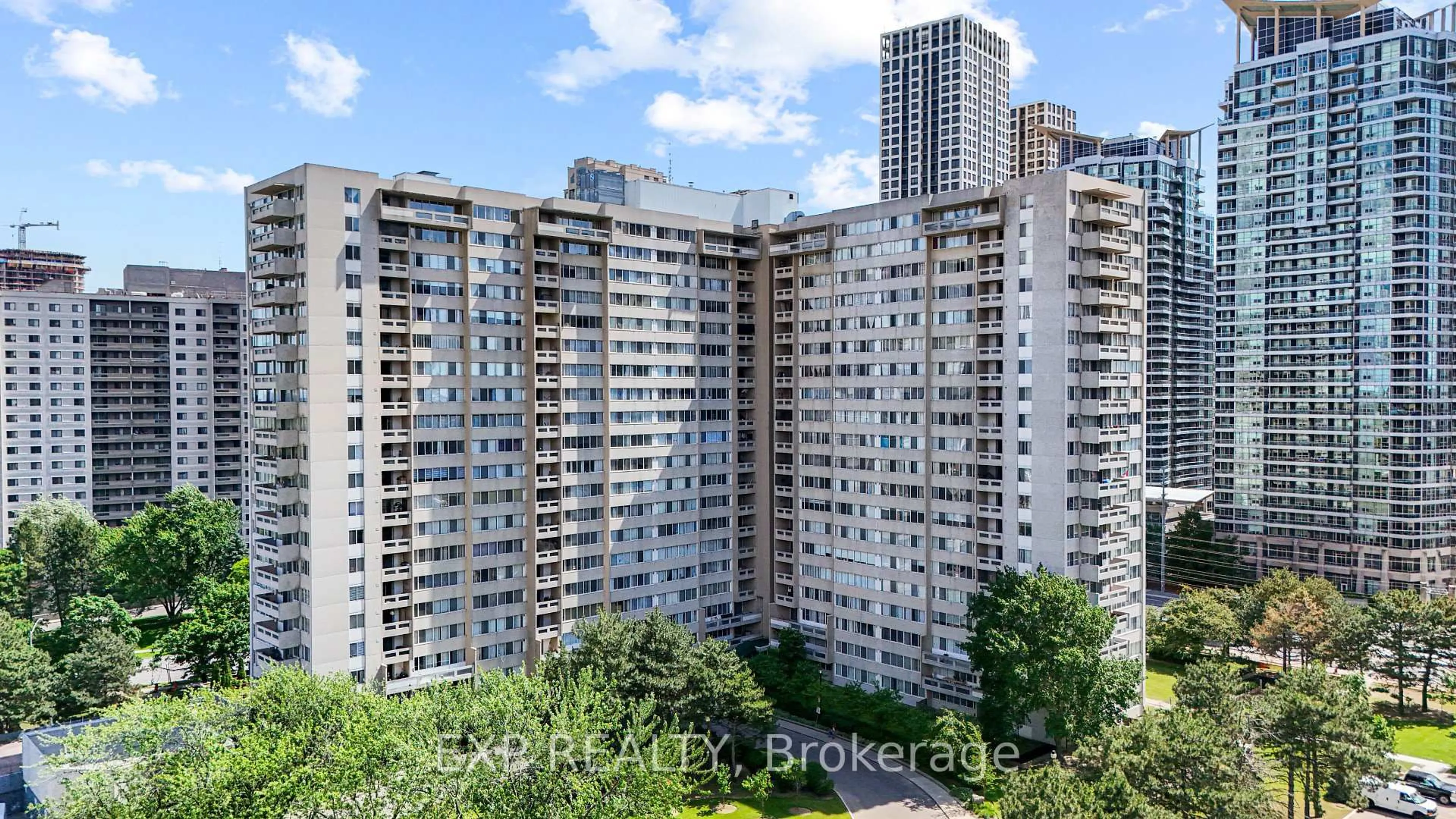 A pic from outside/outdoor area/front of a property/back of a property/a pic from drone, city buildings view from balcony for 3590 Kaneff Cres #1404, Mississauga Ontario L5A 3X3