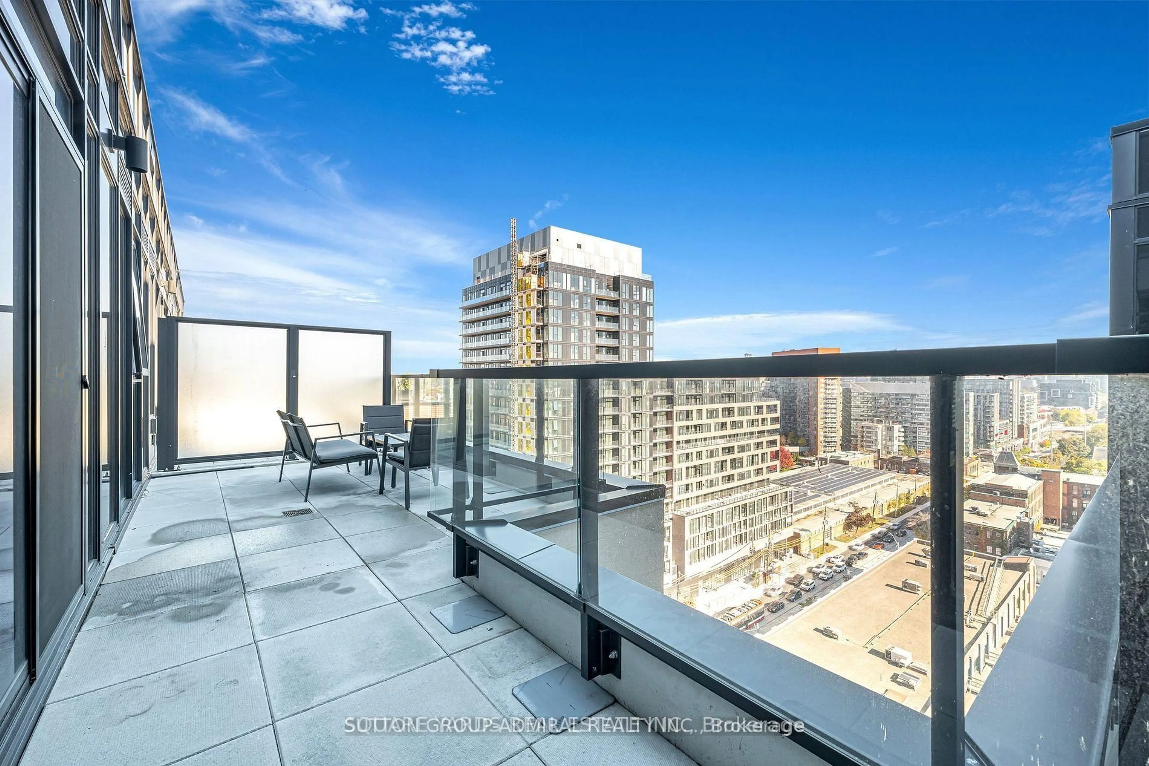 Balcony in the apartment, city buildings view from balcony for 270 Dufferin St #PH01, Toronto Ontario M6K 0H8