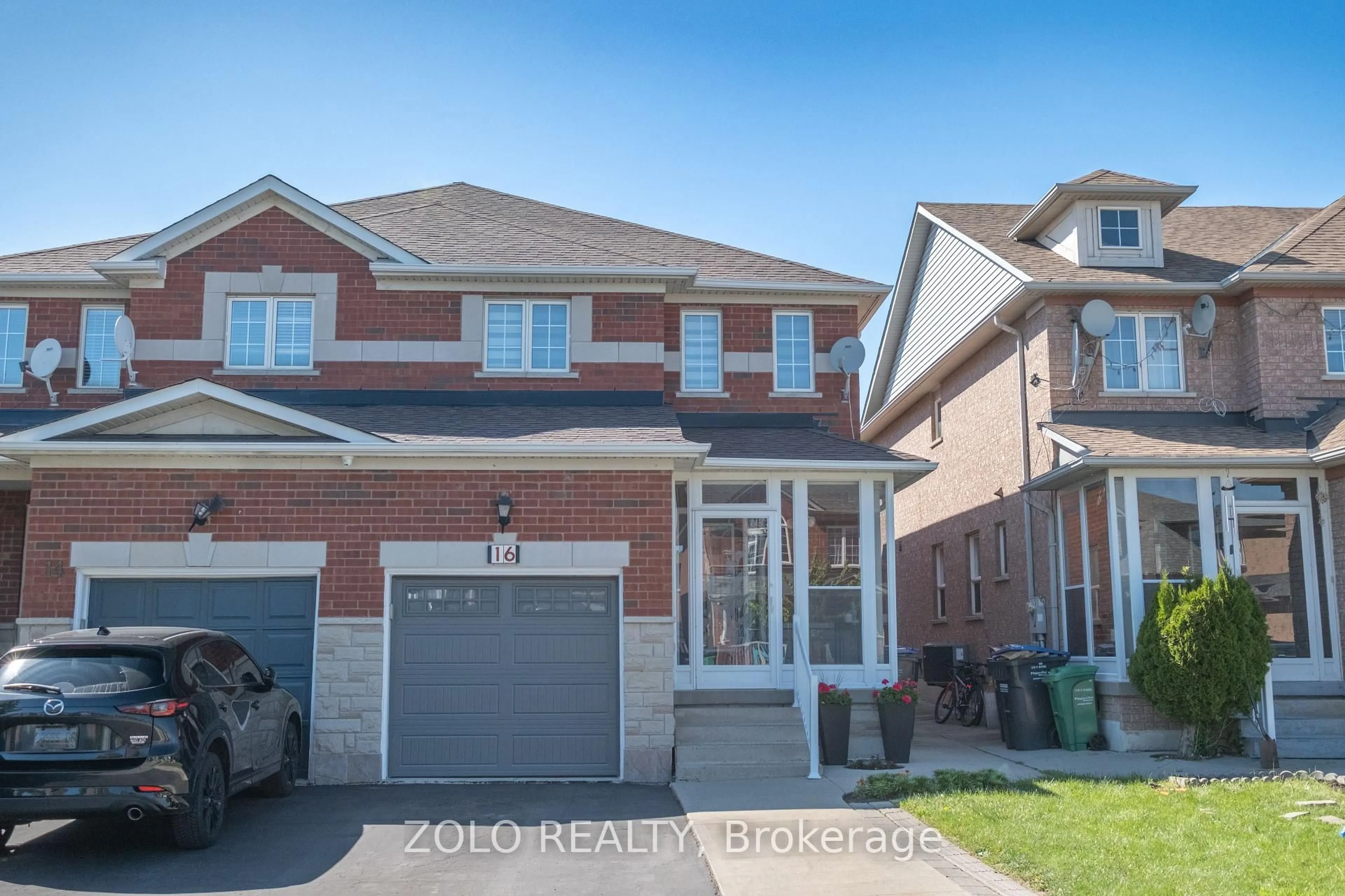 Home with brick exterior material, street for 16 Flatfield Way, Brampton Ontario L6P 1N7