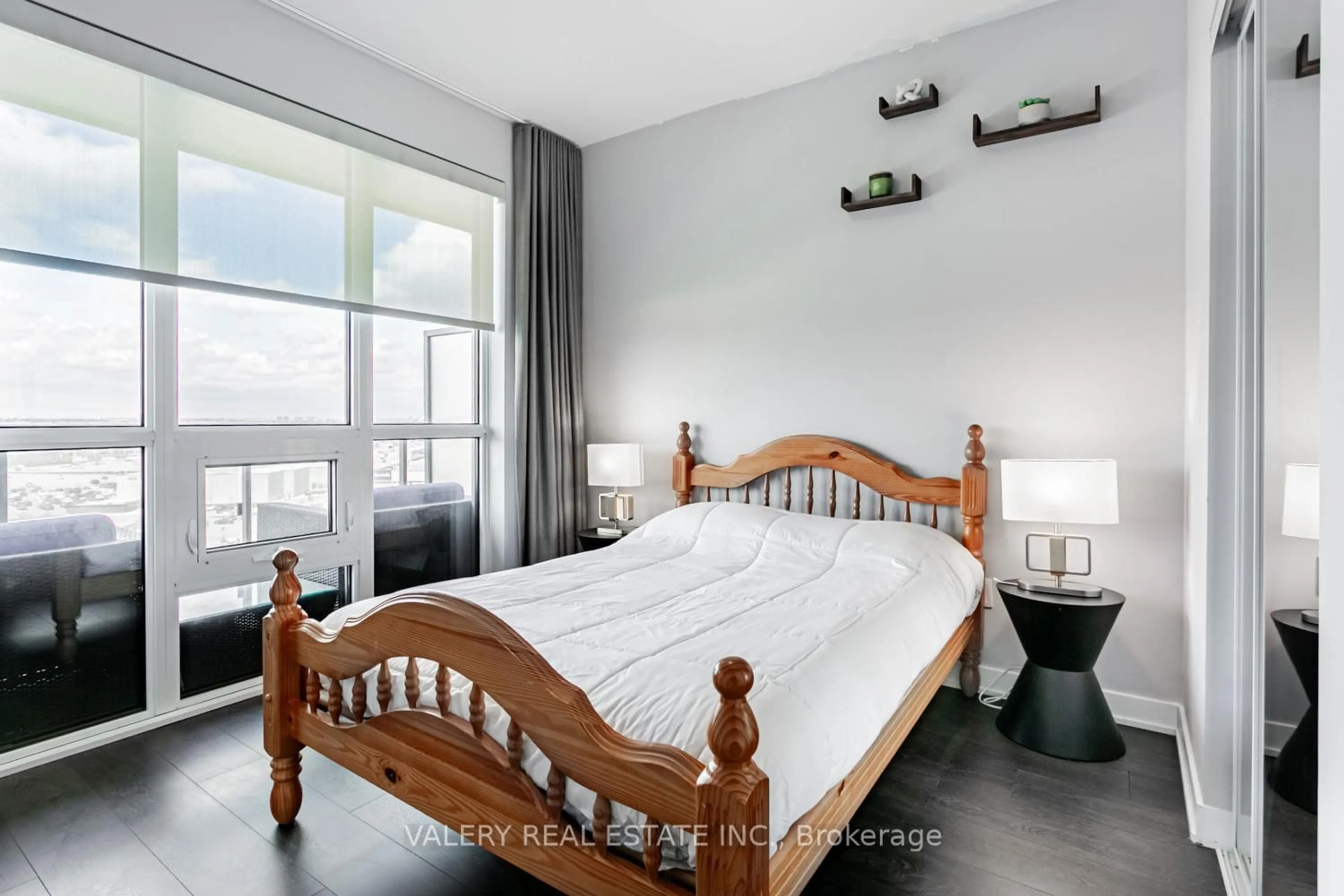 Bedroom with bed, wood/laminate floor for 4655 Glen Erin Dr #1002, Mississauga Ontario L5M 0Z1