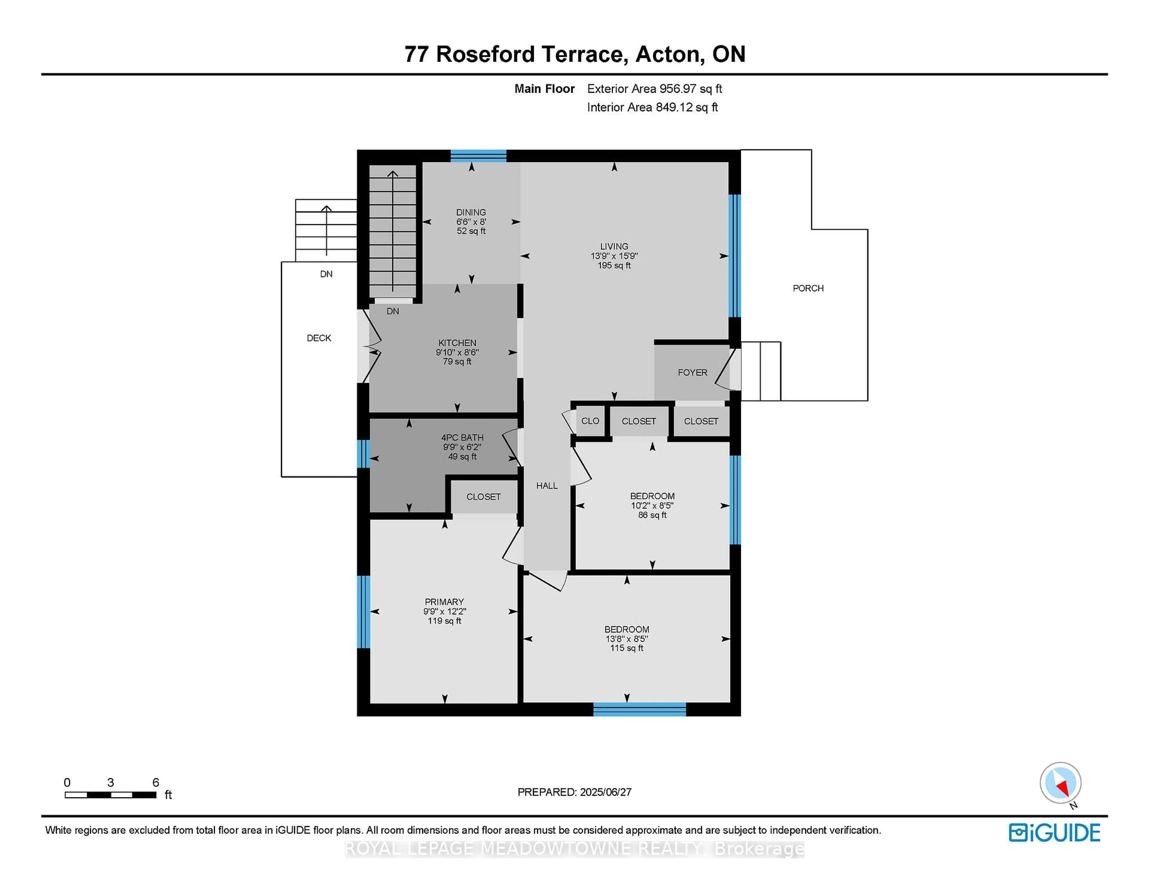 Floor plan for 77 Roseford Terr, Halton Hills Ontario L7J 2L2