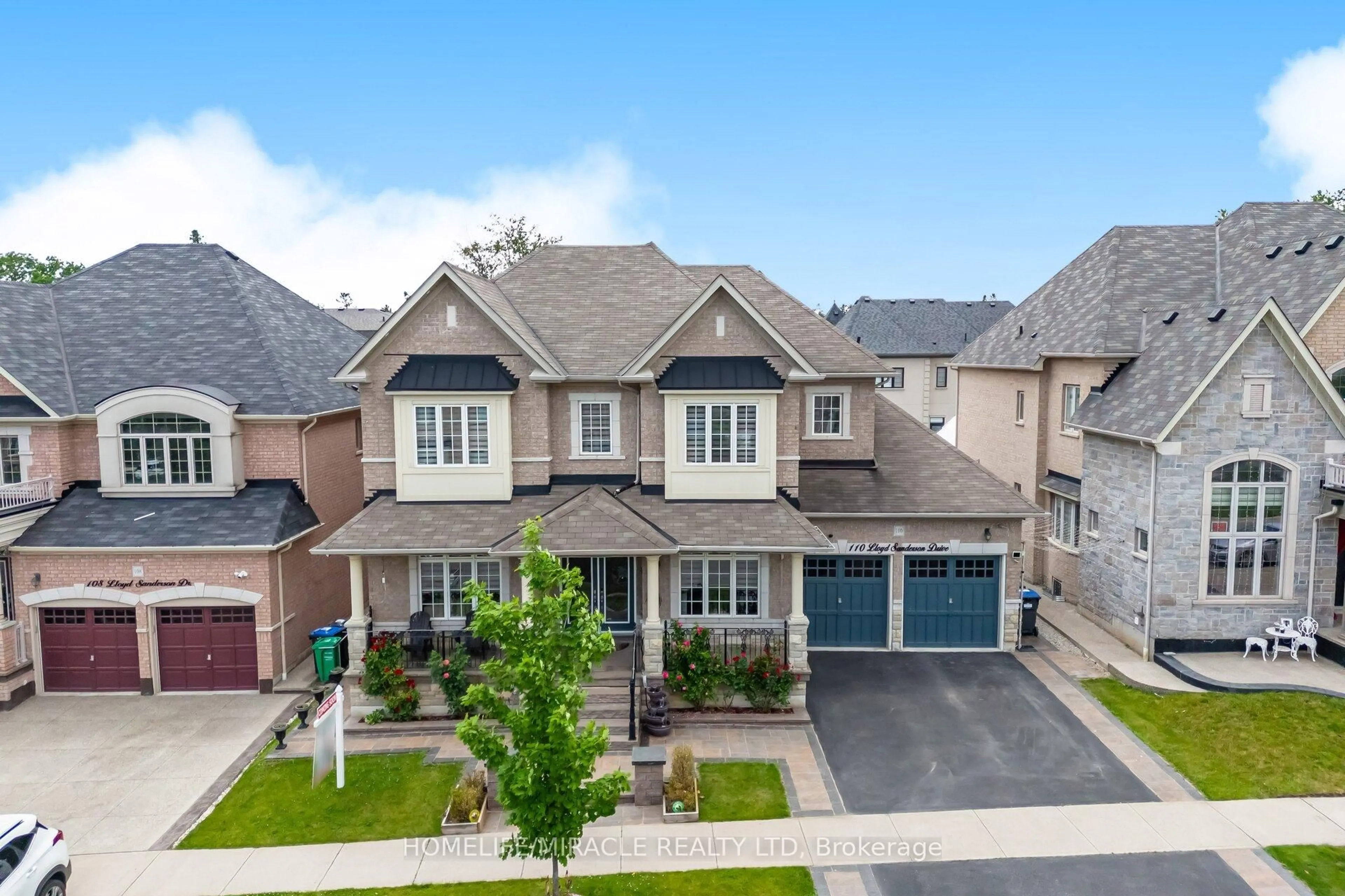 A pic from outside/outdoor area/front of a property/back of a property/a pic from drone, street for 110 Lloyd Sanderson Dr, Brampton Ontario L6Y 0G8