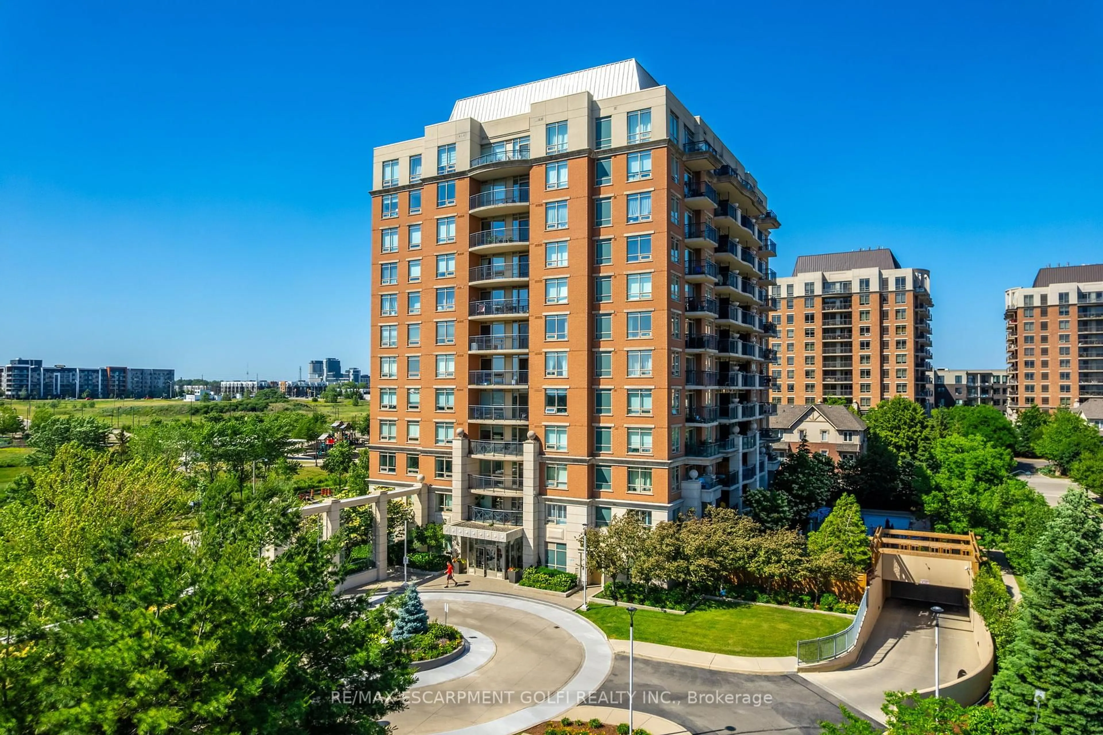 A pic from outside/outdoor area/front of a property/back of a property/a pic from drone, city buildings view from balcony for 2365 Central Park Dr #906, Oakville Ontario L6H 0C7