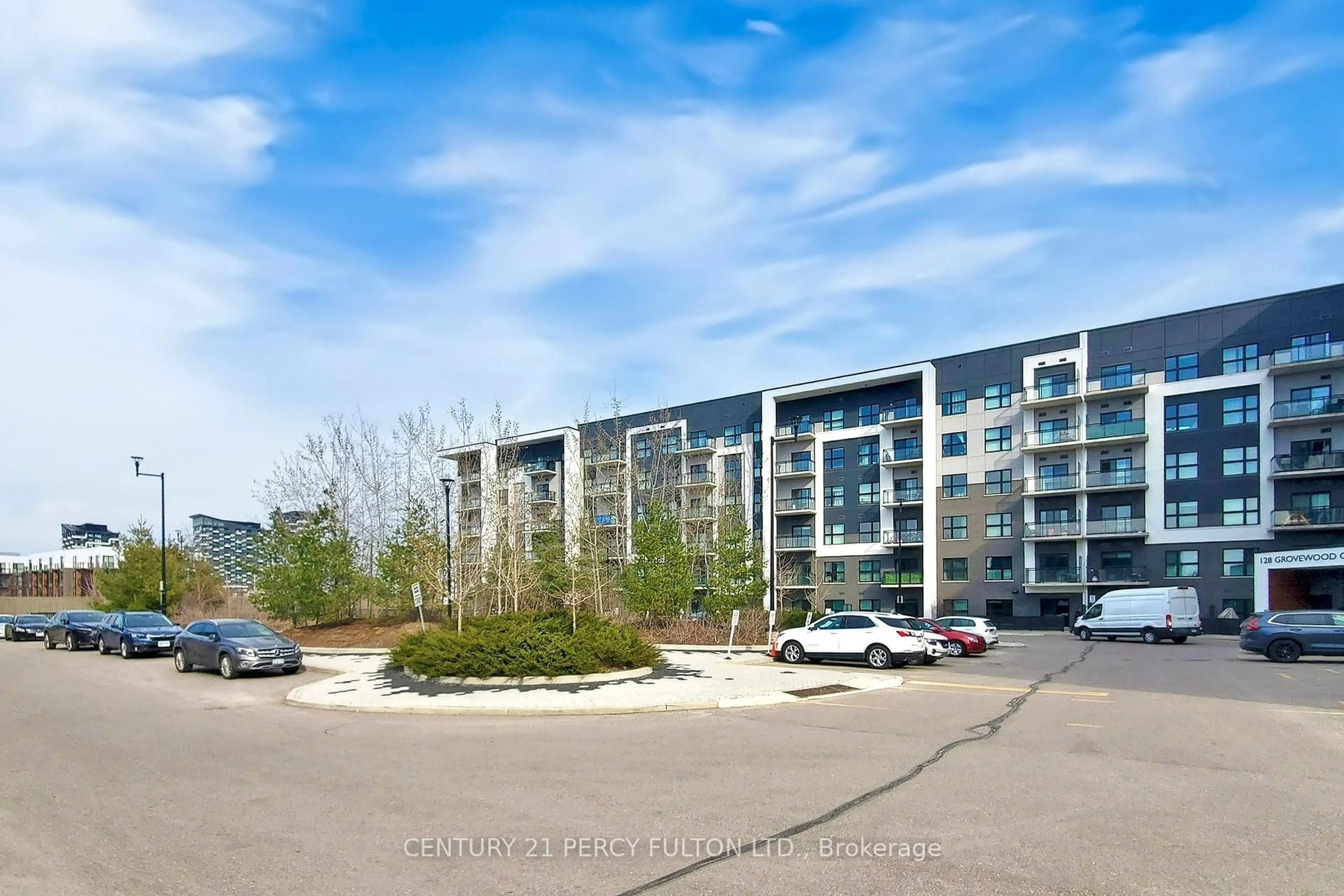 A pic from outside/outdoor area/front of a property/back of a property/a pic from drone, water/lake/river/ocean view for 128 Grovewood Common #320, Oakville Ontario L6H 0X3