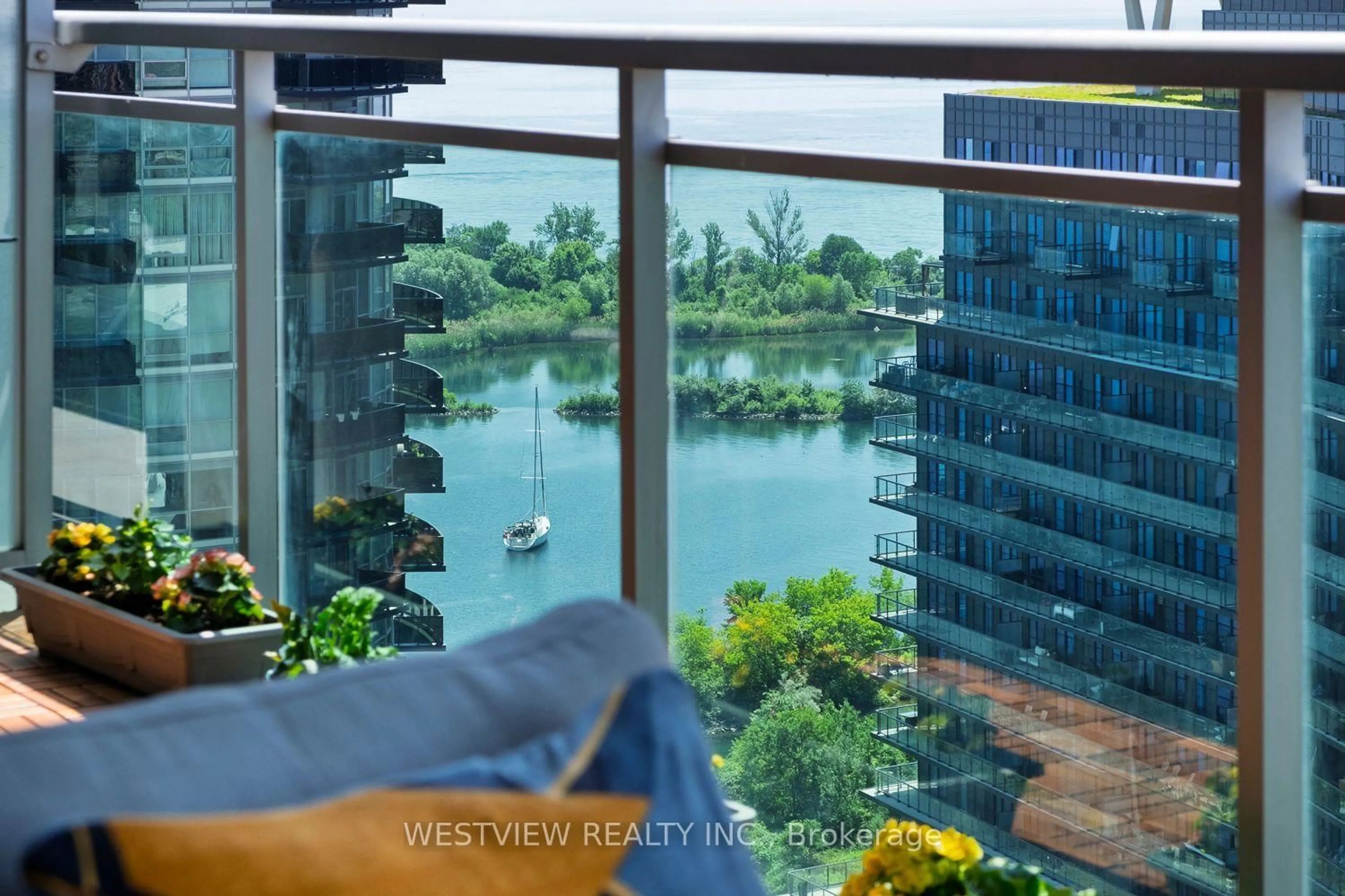 Balcony in the apartment, water/lake/river/ocean view for 16 Brookers Lane #2001, Toronto Ontario M8V 0A5