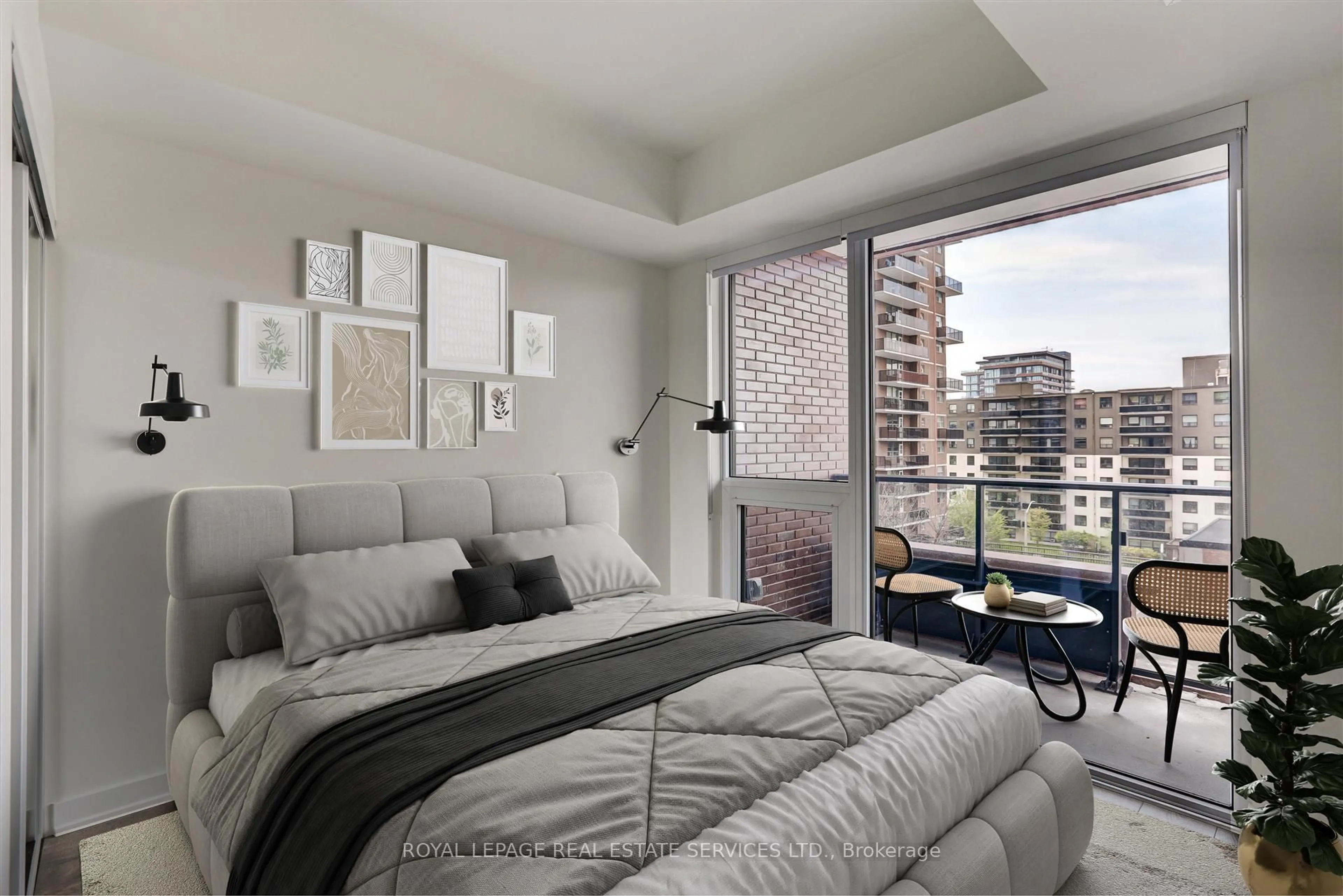 Bedroom with bed, unknown for 28 Ann St #417, Mississauga Ontario L5G 3G1