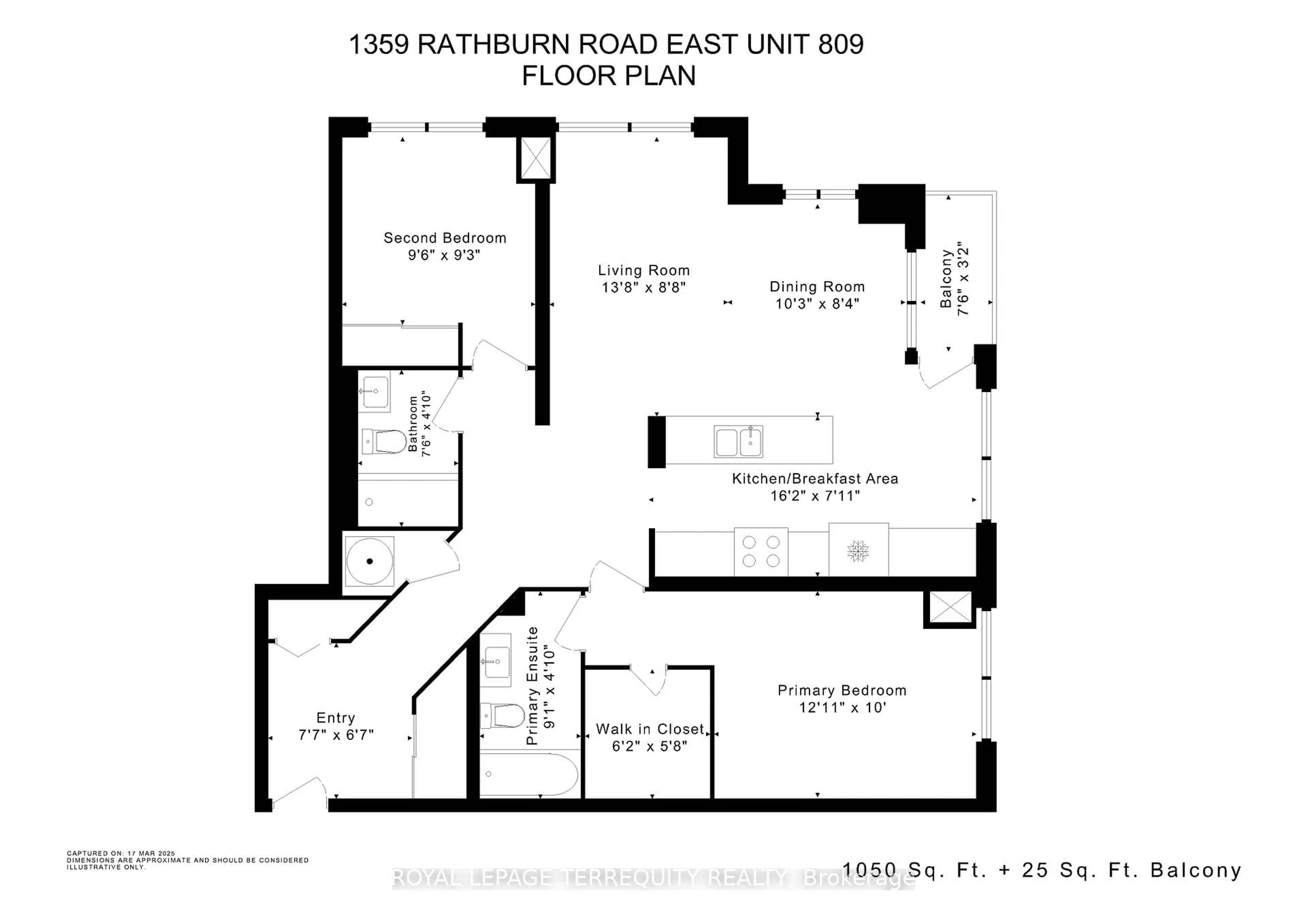 Floor plan for 1359 Rathburn Rd #809, Mississauga Ontario L4W 5P7