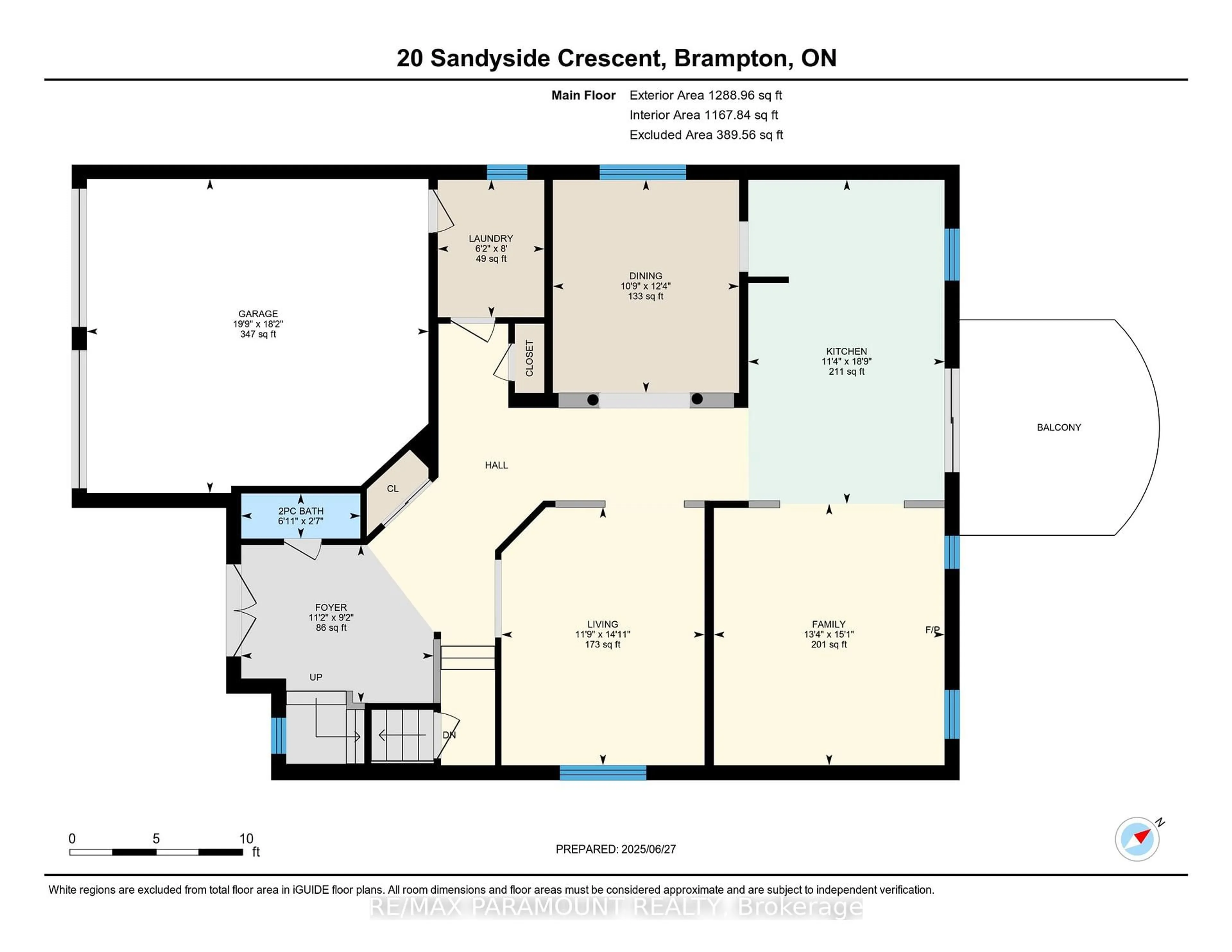 Floor plan for 20 Sandyside Cres, Brampton Ontario L7A 3P8