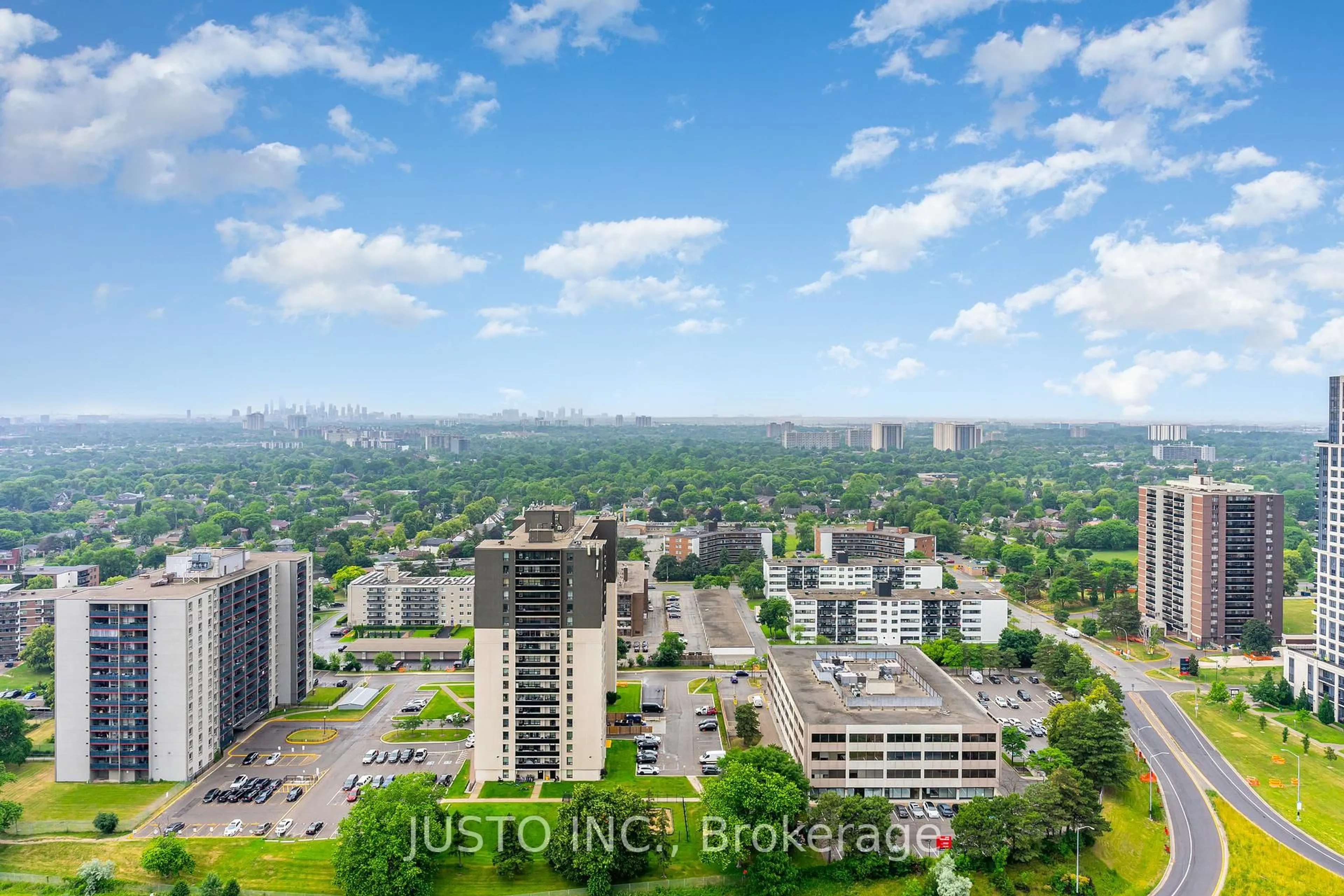 A pic from outside/outdoor area/front of a property/back of a property/a pic from drone, city buildings view from balcony for 30 Gibbs Rd #2701, Toronto Ontario M9B 0E4