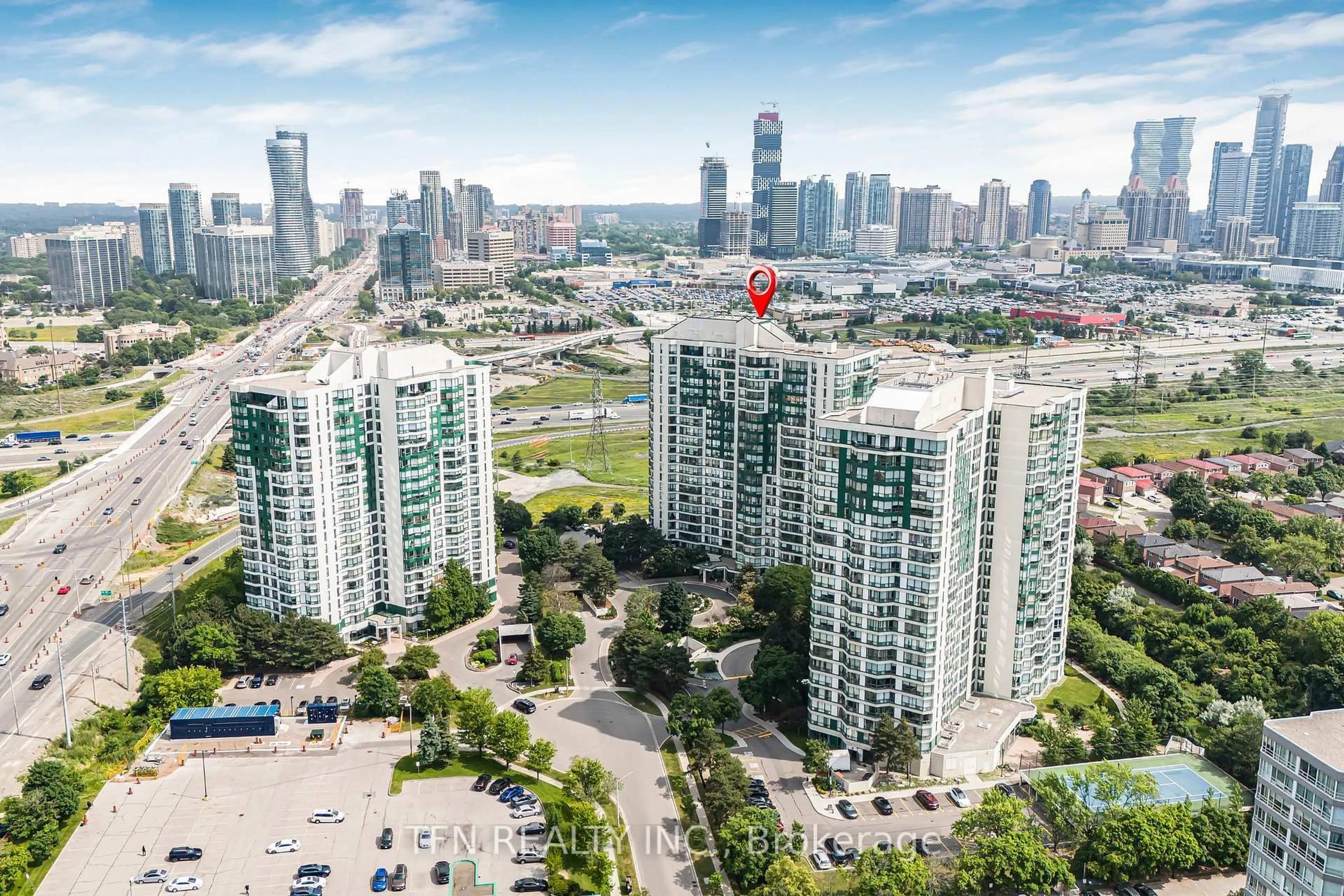 A pic from outside/outdoor area/front of a property/back of a property/a pic from drone, city buildings view from balcony for 4460 Tucana Crt #306, Mississauga Ontario L5R 3K9