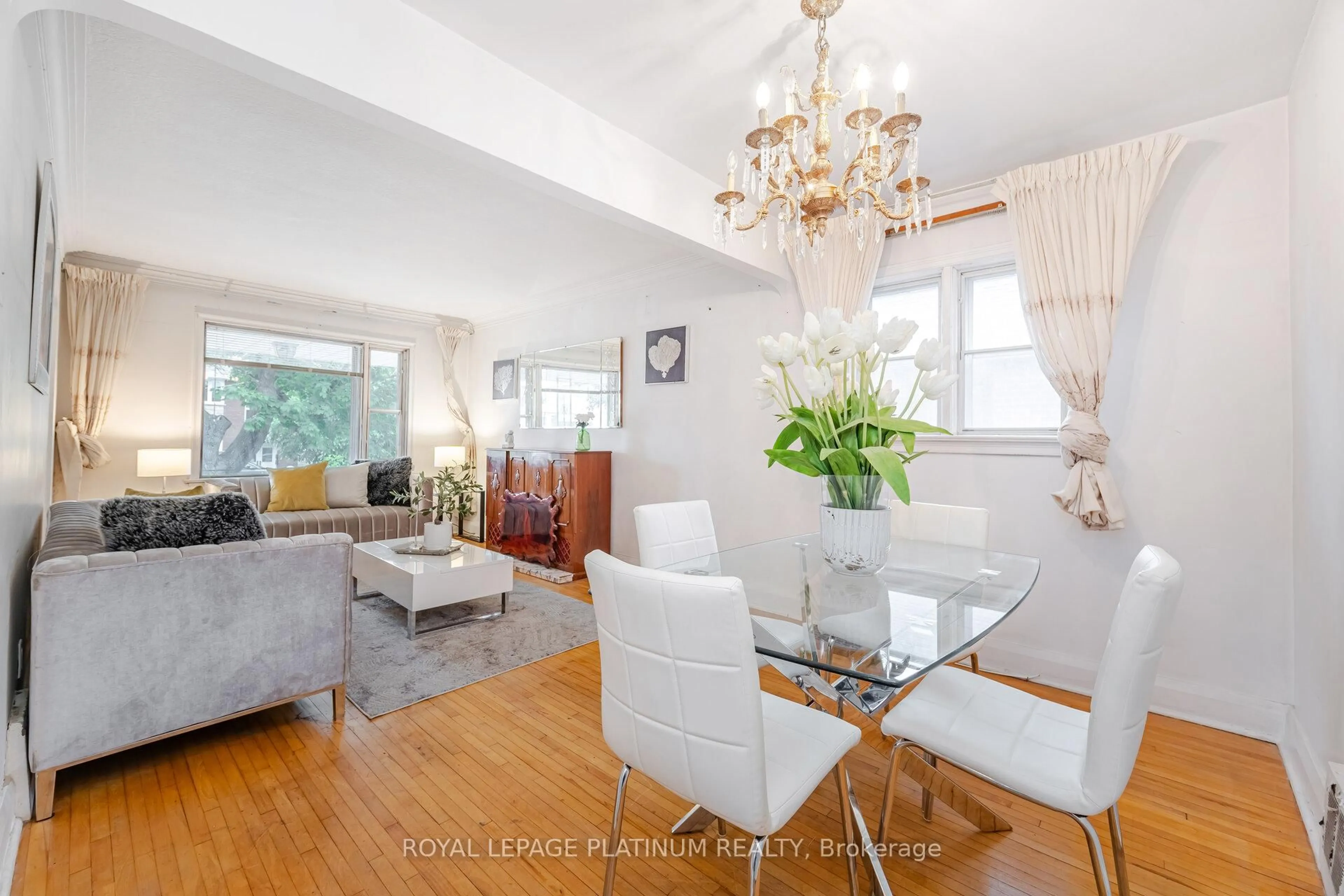 Dining room, wood/laminate floor for 79 Manitoba St, Toronto Ontario M8Y 1E1