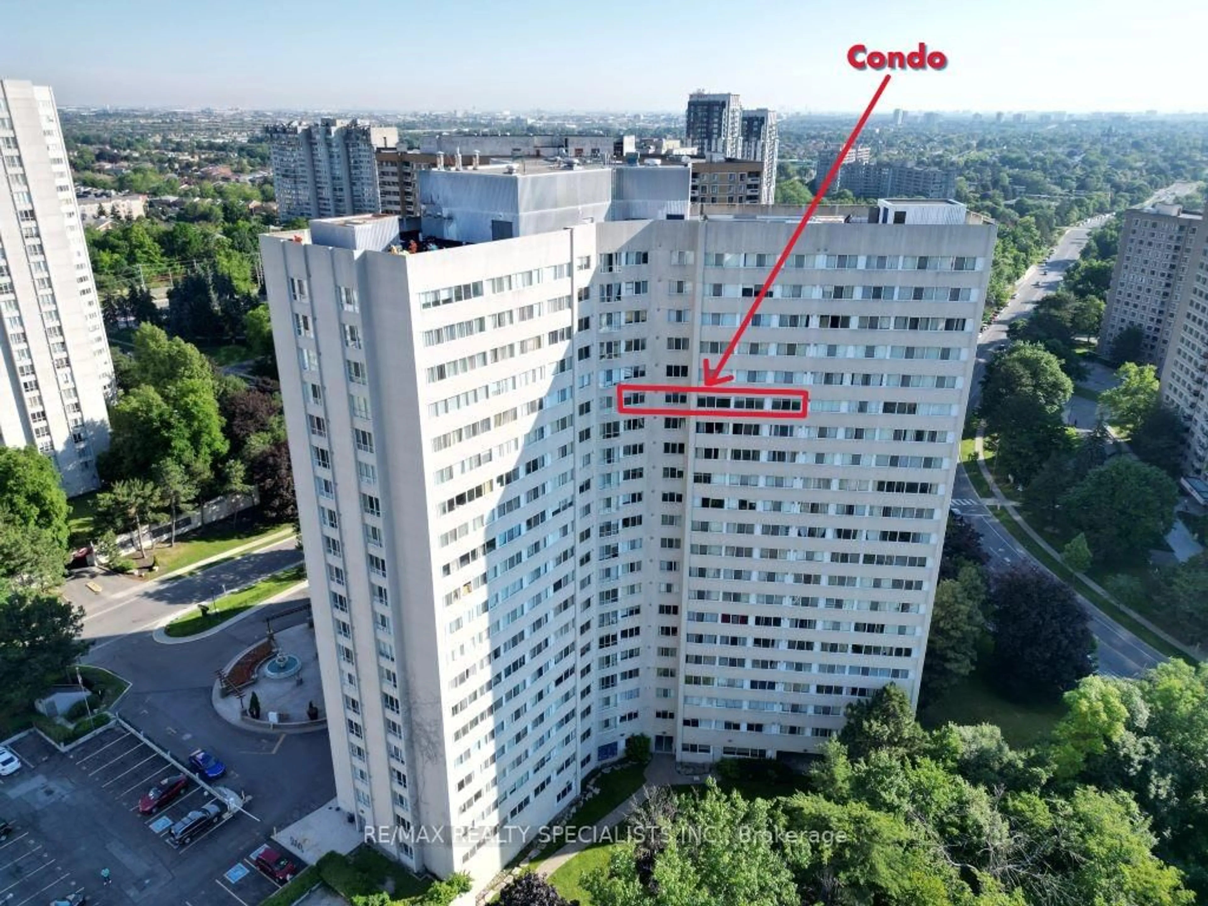 A pic from outside/outdoor area/front of a property/back of a property/a pic from drone, city buildings view from balcony for 3695 Kaneff Cres #1602, Mississauga Ontario L5A 4B6
