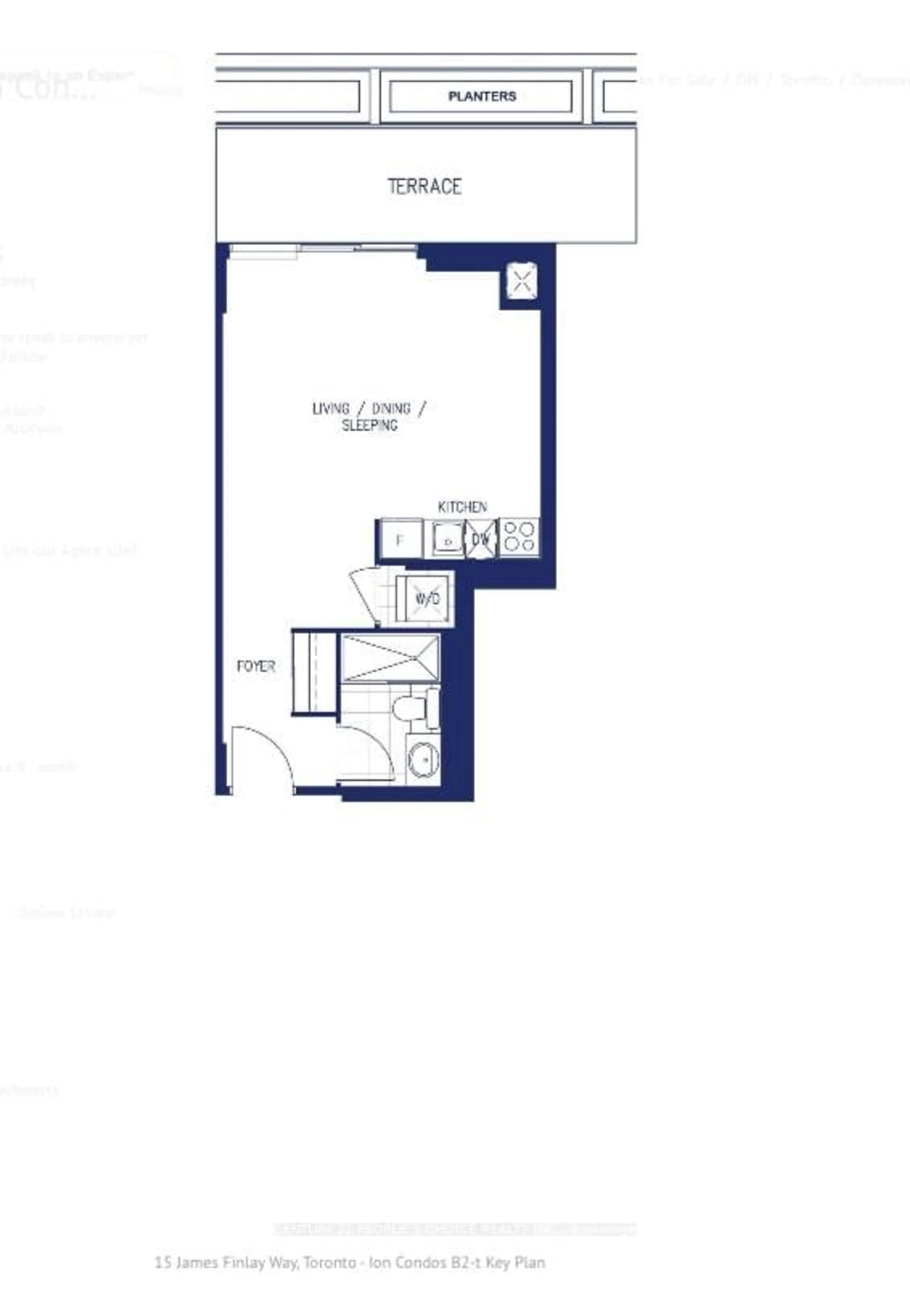 Floor plan for 15 James Finlay Way #628, Toronto Ontario M3M 0B3
