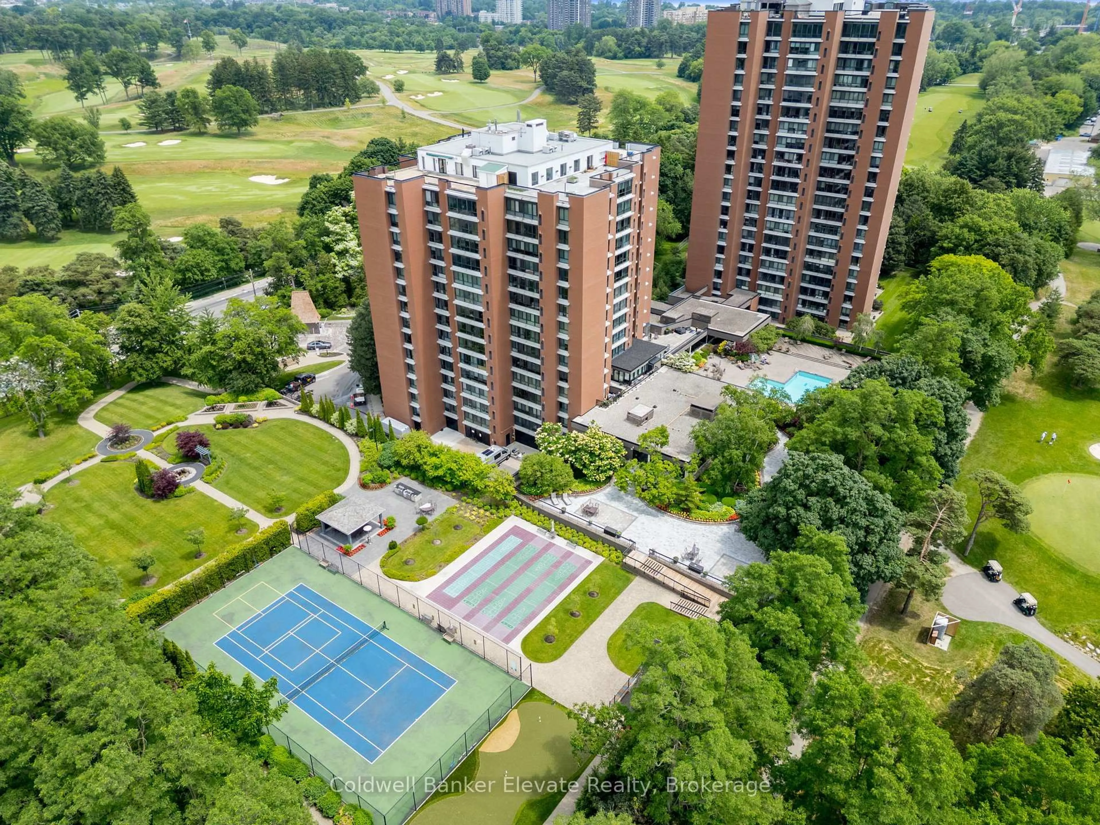 A pic from outside/outdoor area/front of a property/back of a property/a pic from drone, city buildings view from balcony for 1400 Dixie Rd #807, Mississauga Ontario L5E 3E1