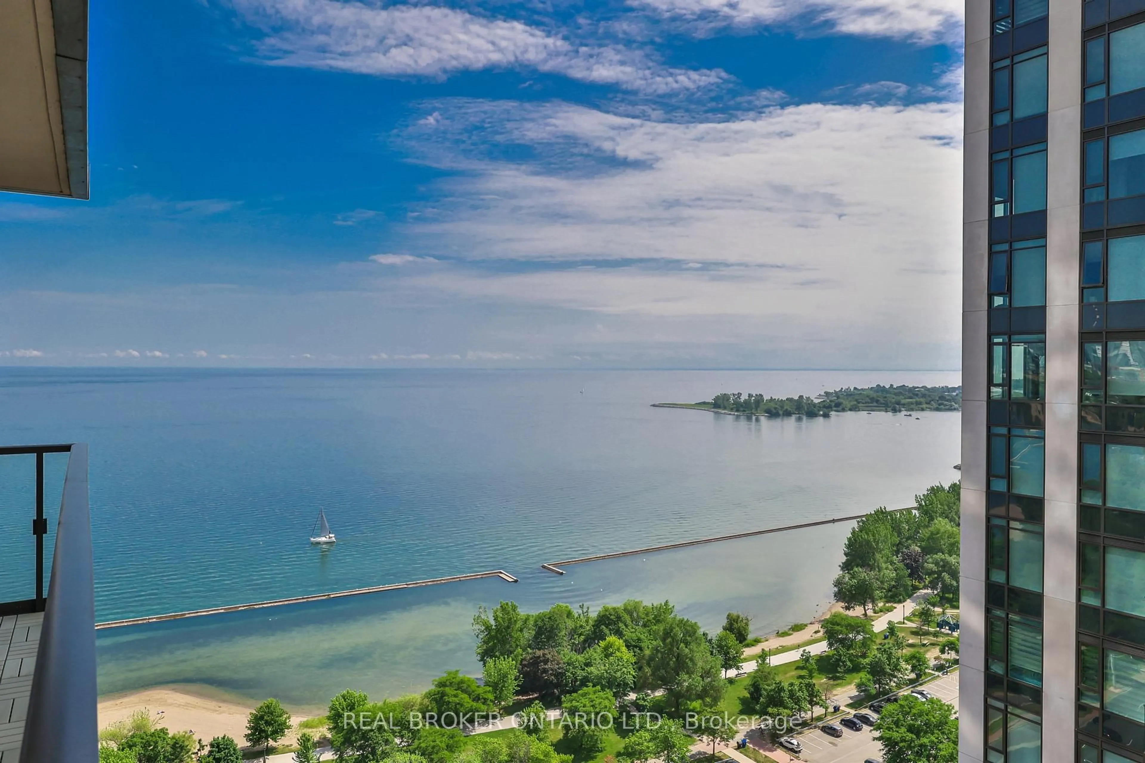 A pic from outside/outdoor area/front of a property/back of a property/a pic from drone, water/lake/river/ocean view for 1926 Lake Shore Blvd #2712, Toronto Ontario M6S 1A1