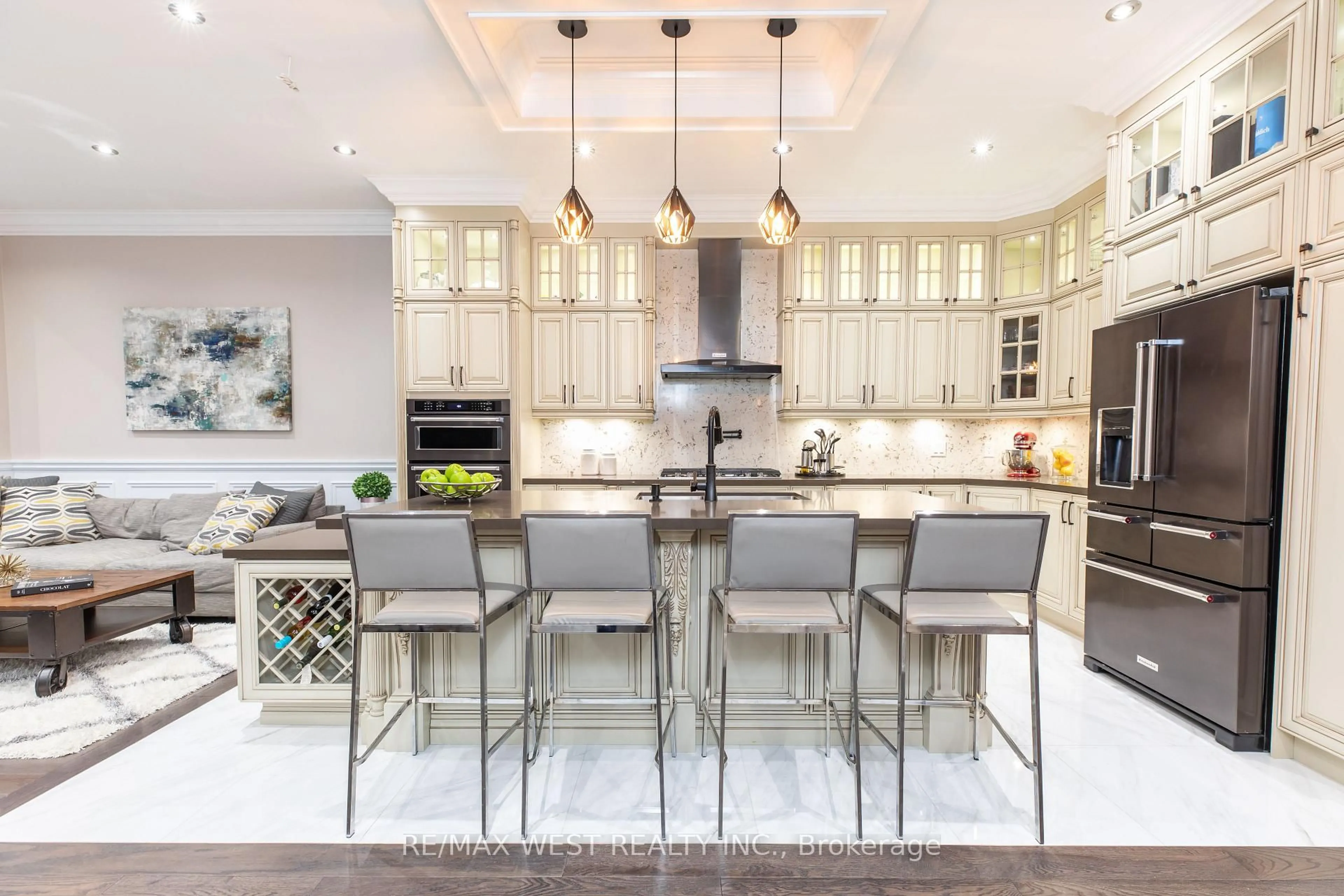 Contemporary kitchen, ceramic/tile floor for 91B Park St, Mississauga Ontario L5H 1L2