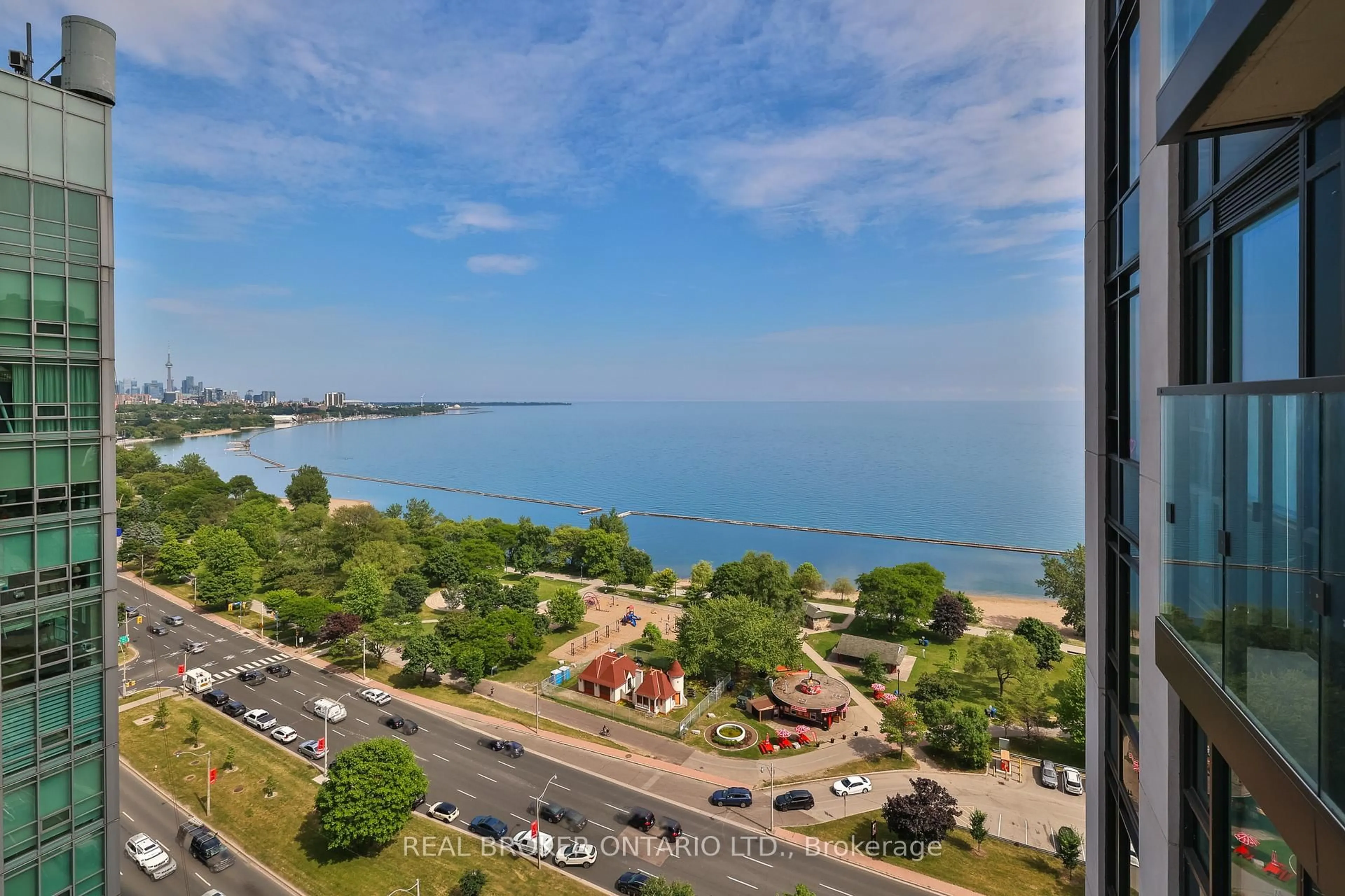 A pic from outside/outdoor area/front of a property/back of a property/a pic from drone, water/lake/river/ocean view for 1926 Lake Shore Blvd #2006, Toronto Ontario M6S 1A1