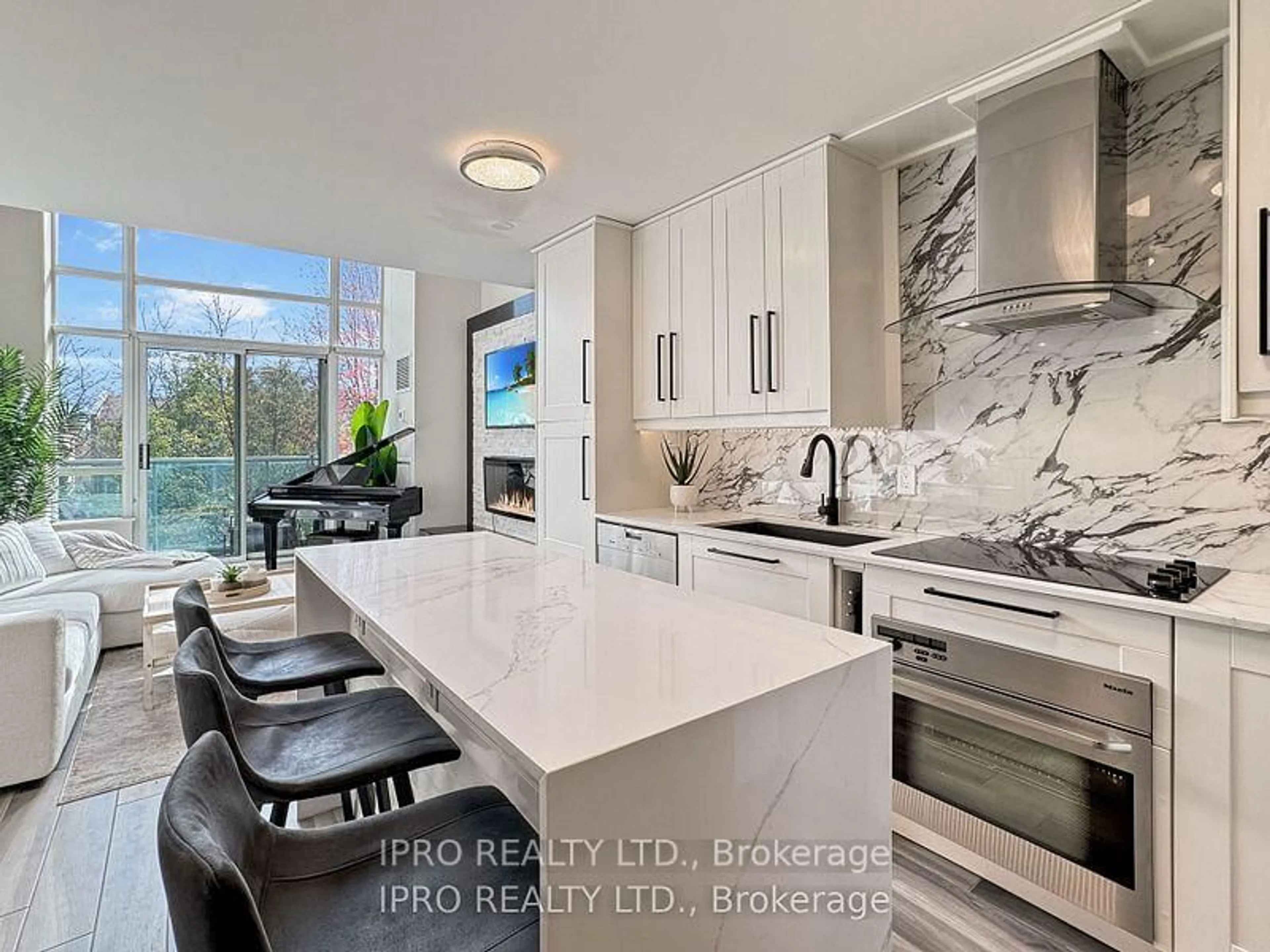 Contemporary kitchen, ceramic/tile floor for 200 Manitoba St #210, Toronto Ontario M8Y 3Y9