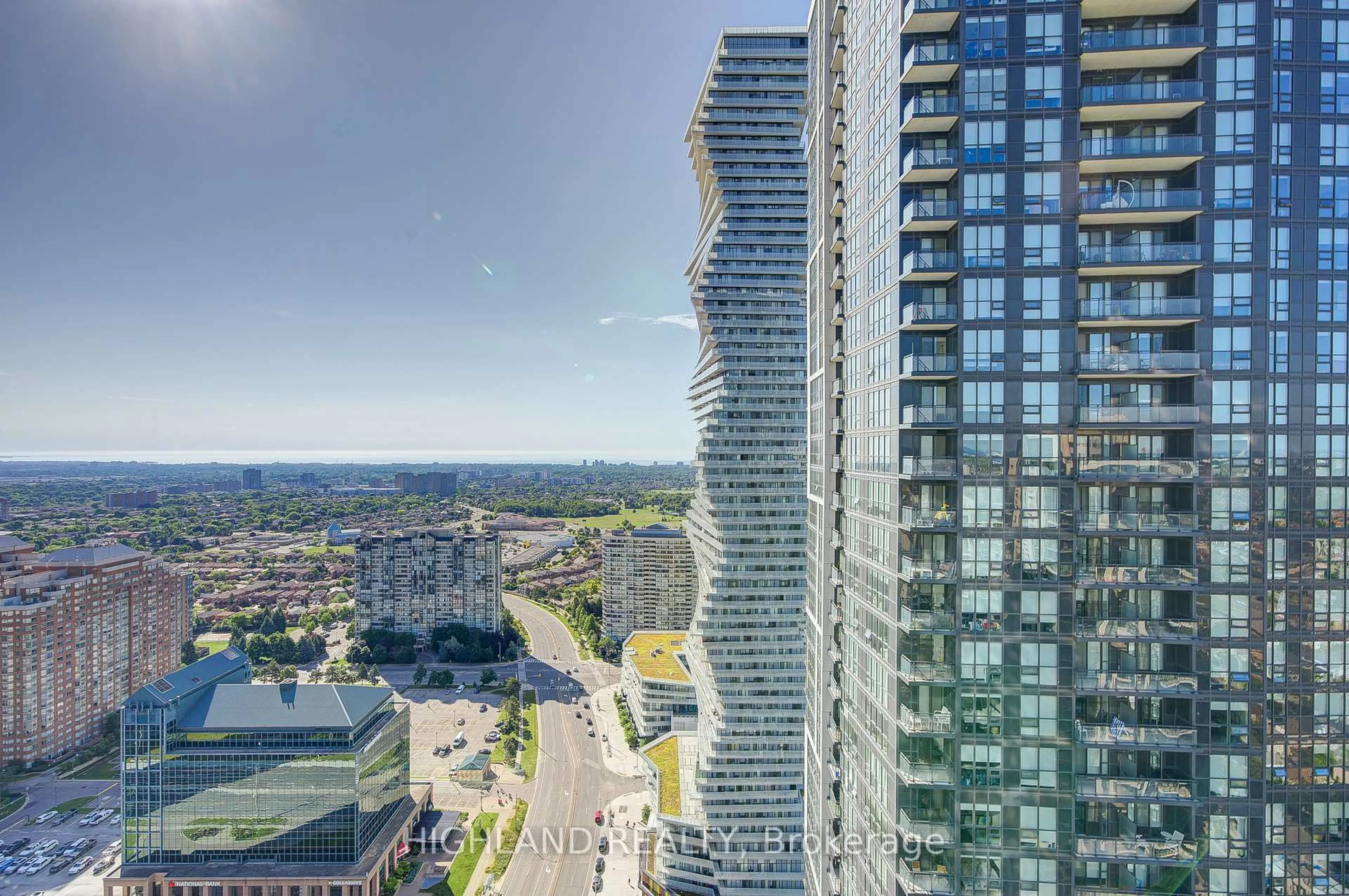 A pic from outside/outdoor area/front of a property/back of a property/a pic from drone, city buildings view from balcony for 510 Curran Pl #3510, Mississauga Ontario L5B 0G4