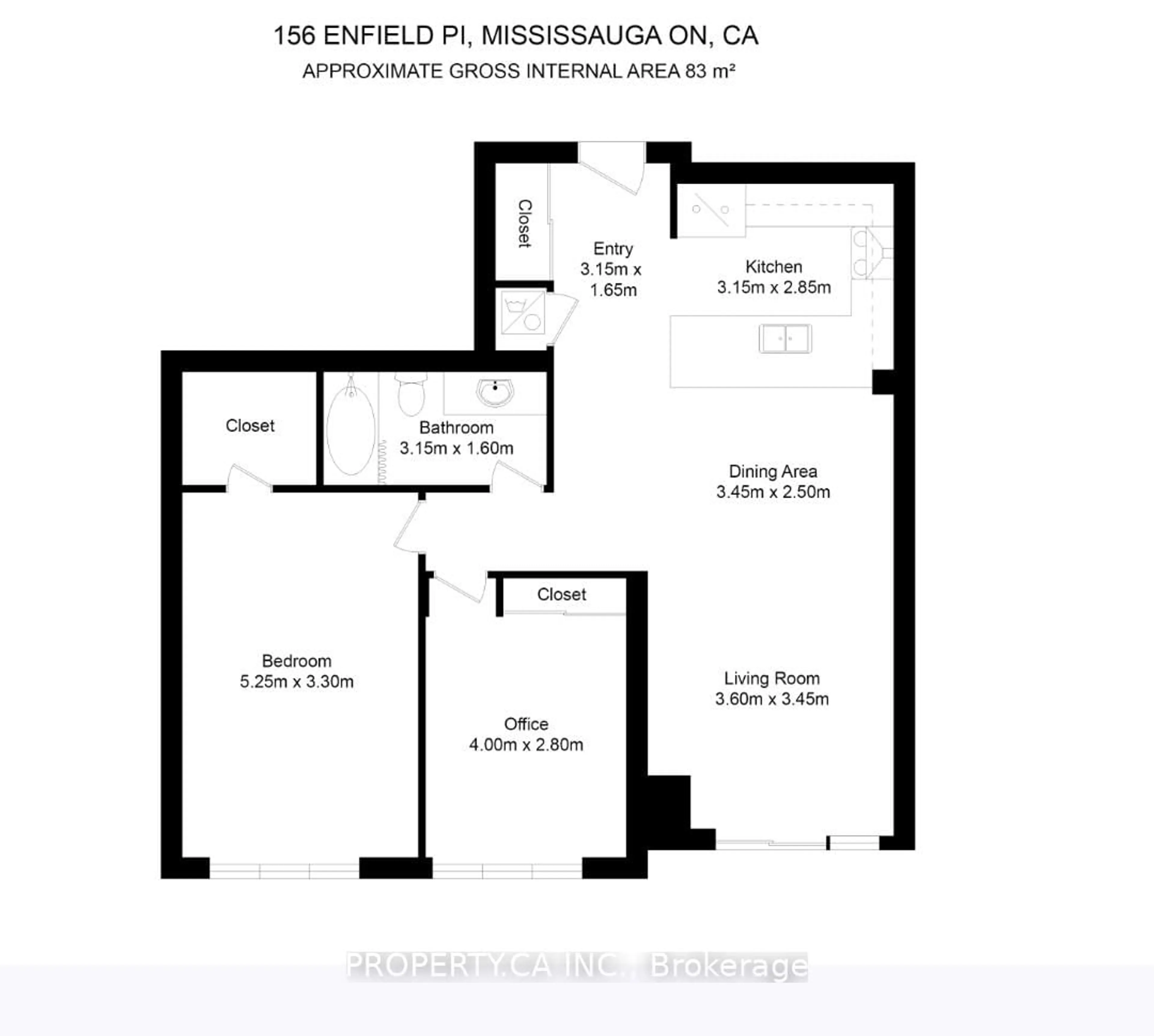 Floor plan for 156 Enfield Pl #2002, Mississauga Ontario L5B 4L8