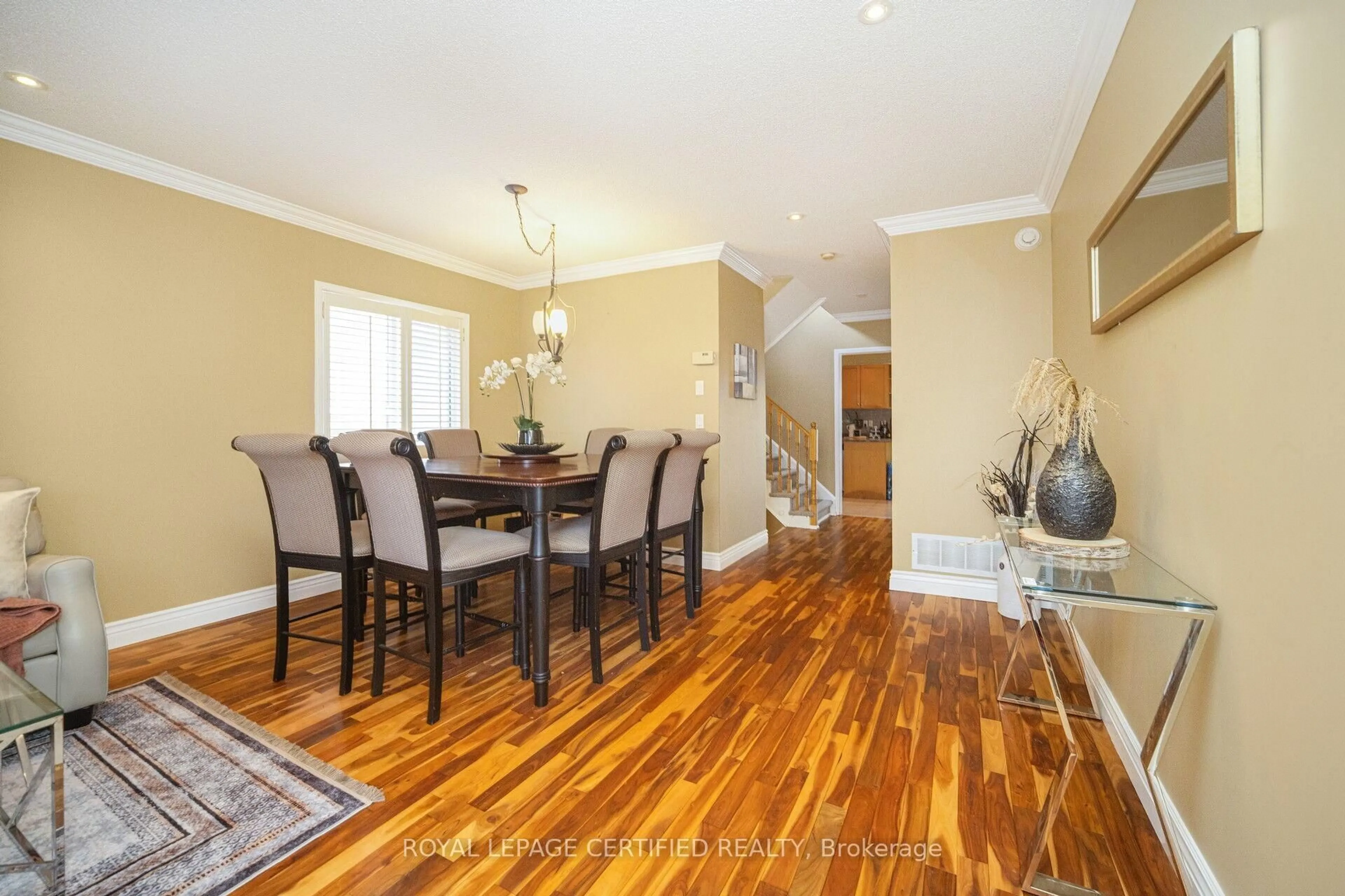 Dining room, wood/laminate floor for 12 Sunnybrook Cres, Brampton Ontario L7A 1Y2