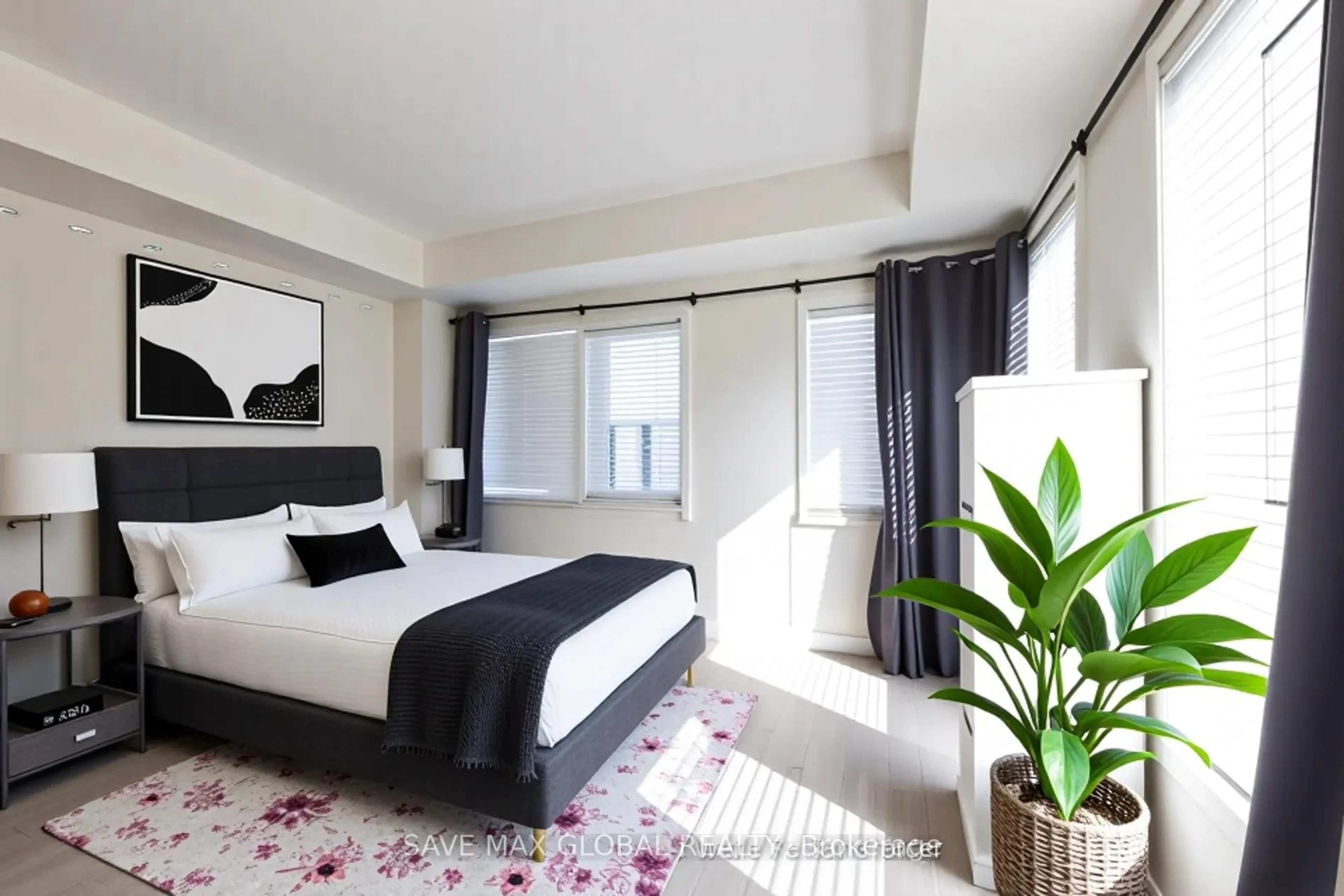 Bedroom with bed, carpet floor for 82 William Duncan Rd, Toronto Ontario M3K 0B7