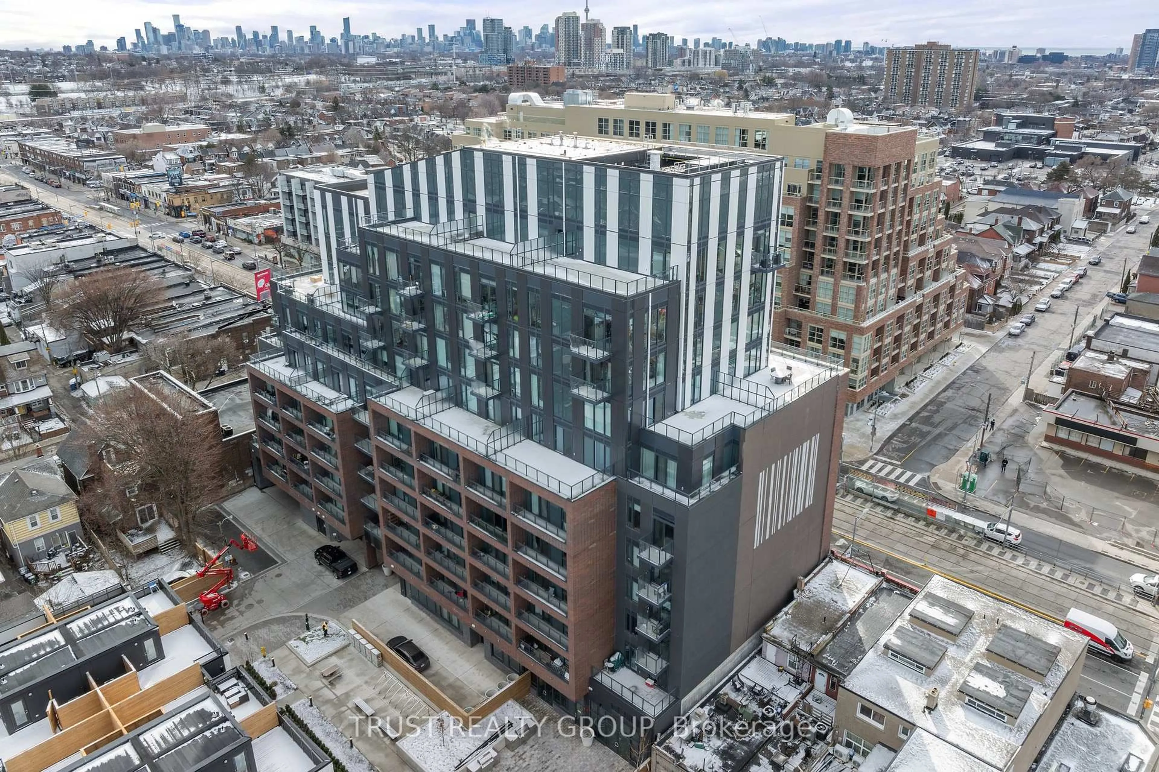 A pic from outside/outdoor area/front of a property/back of a property/a pic from drone, city buildings view from balcony for 1808 St. Clair Ave #1102, Toronto Ontario M6N 0C1