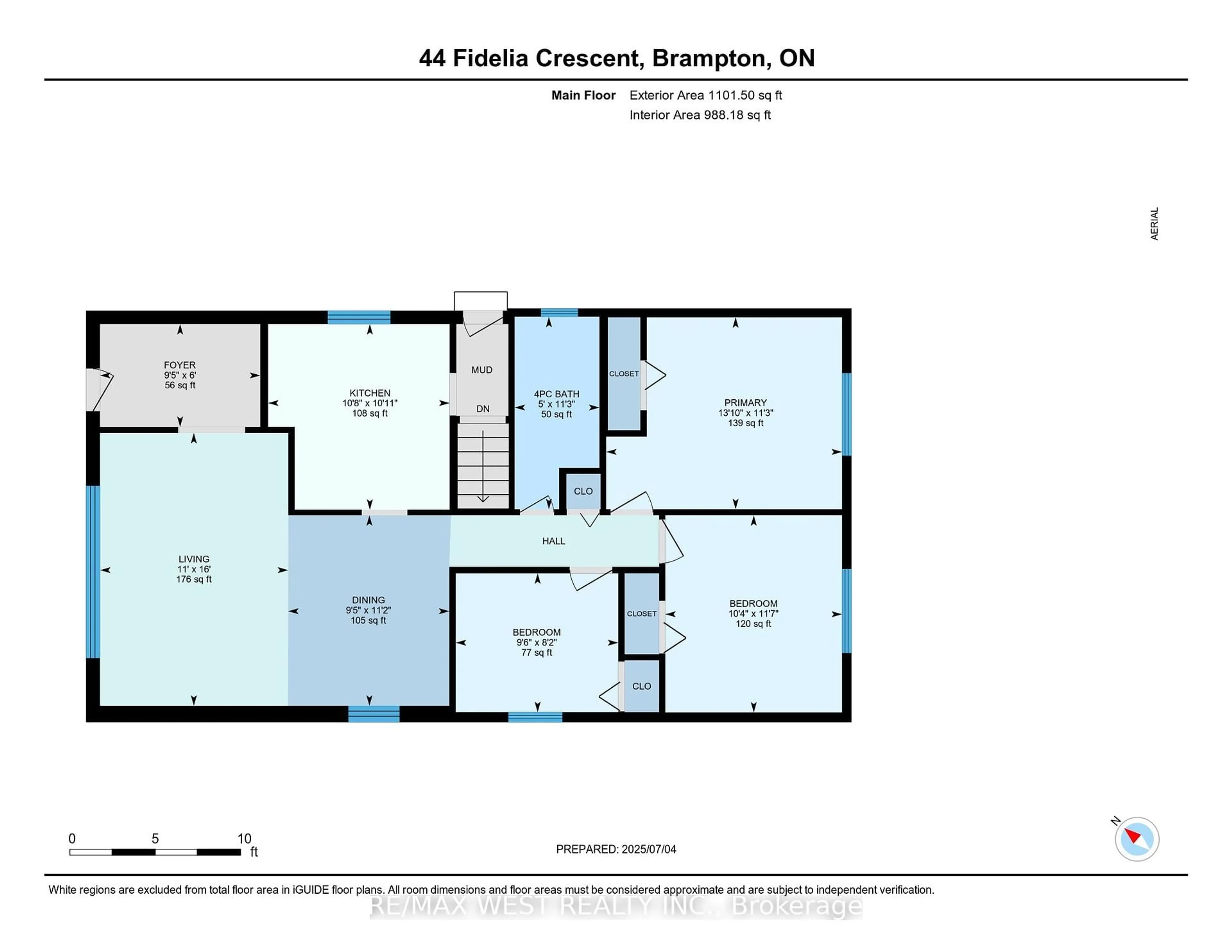 Floor plan for 44 Fidelia Cres, Brampton Ontario L6T 3P8