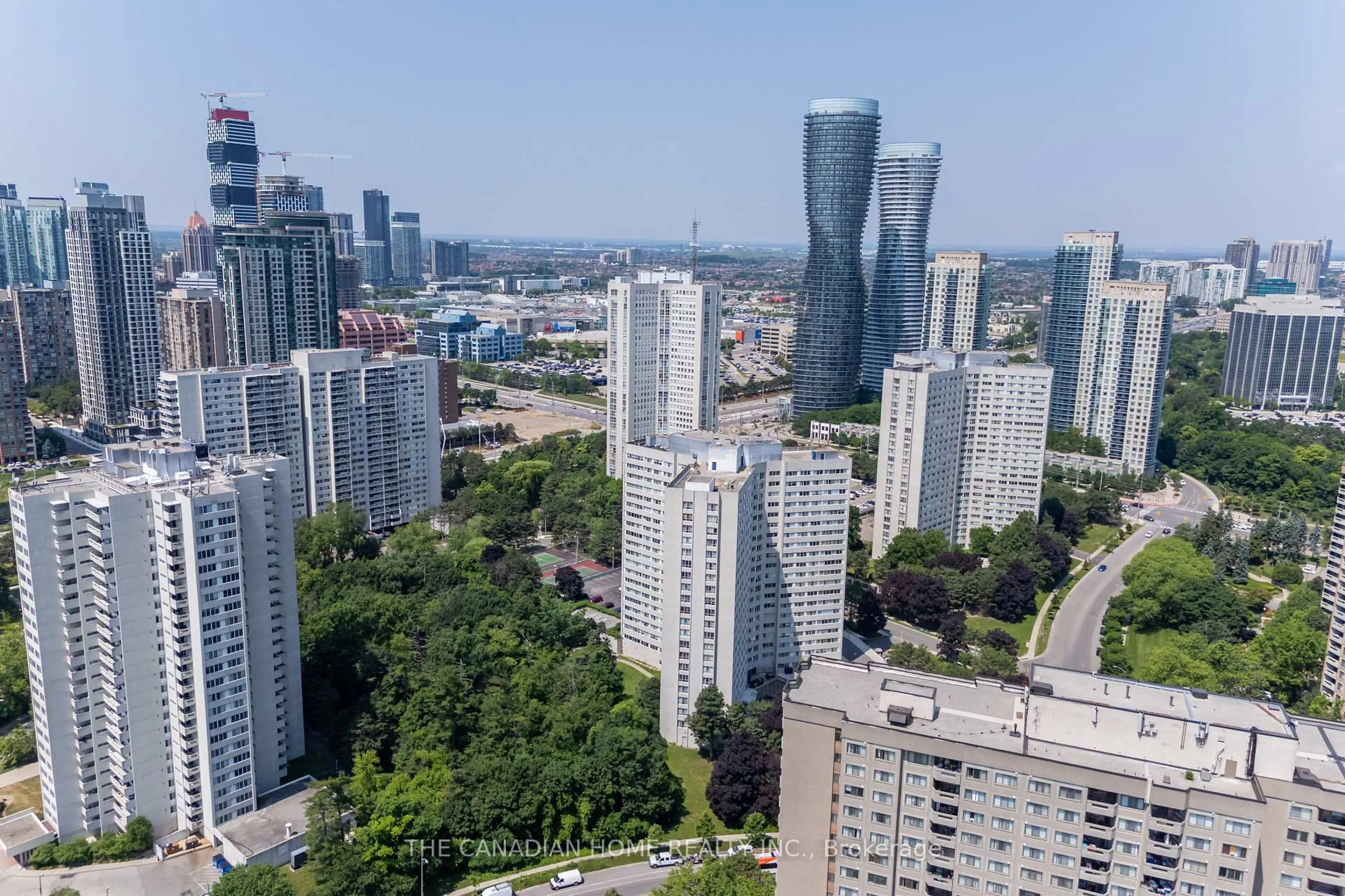 A pic from outside/outdoor area/front of a property/back of a property/a pic from drone, city buildings view from balcony for 3695 Kaneff Cres #607, Mississauga Ontario L5A 4B6