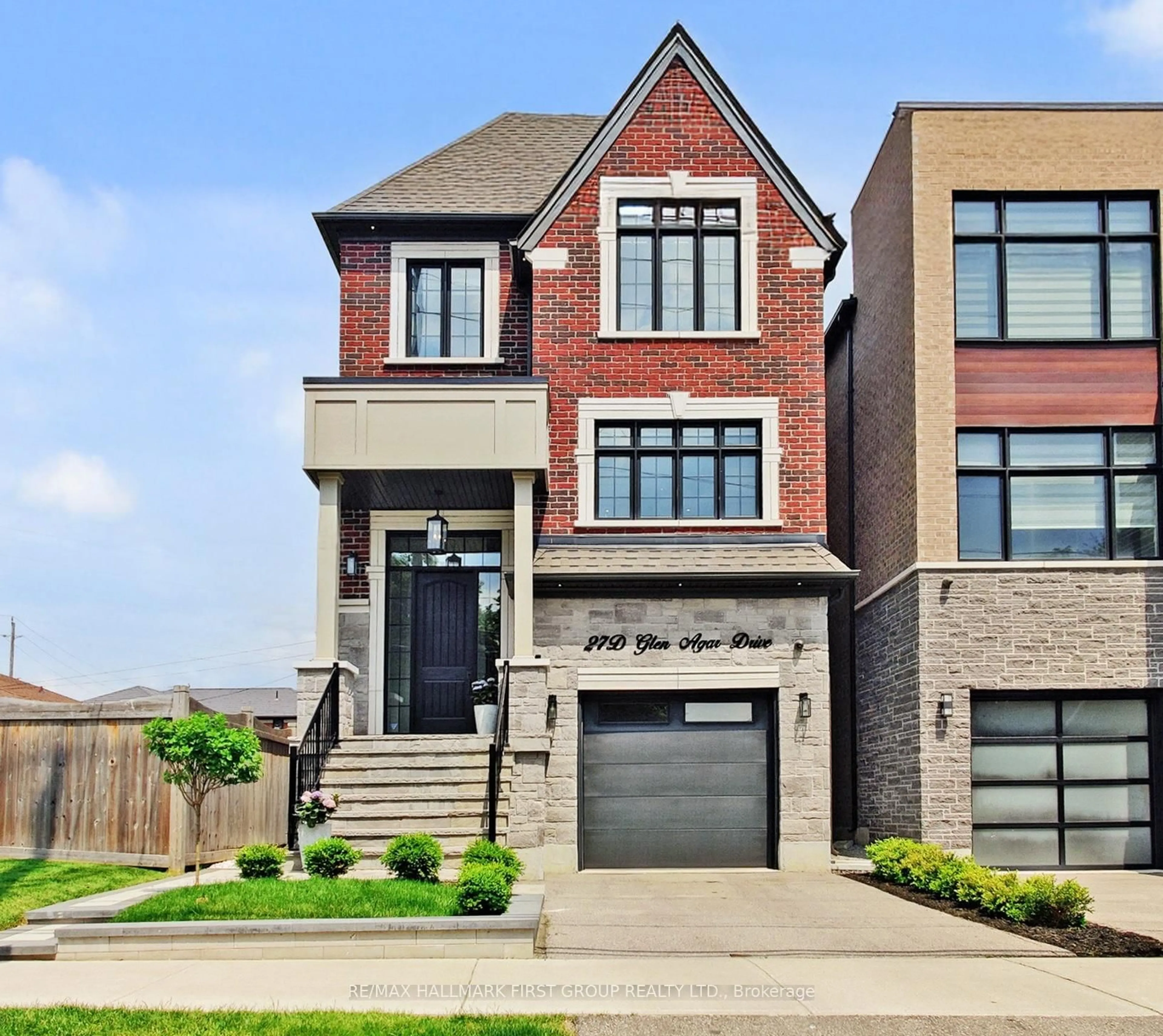 Home with brick exterior material, street for 27D Glen Agar Dr, Toronto Ontario M9B 5L2
