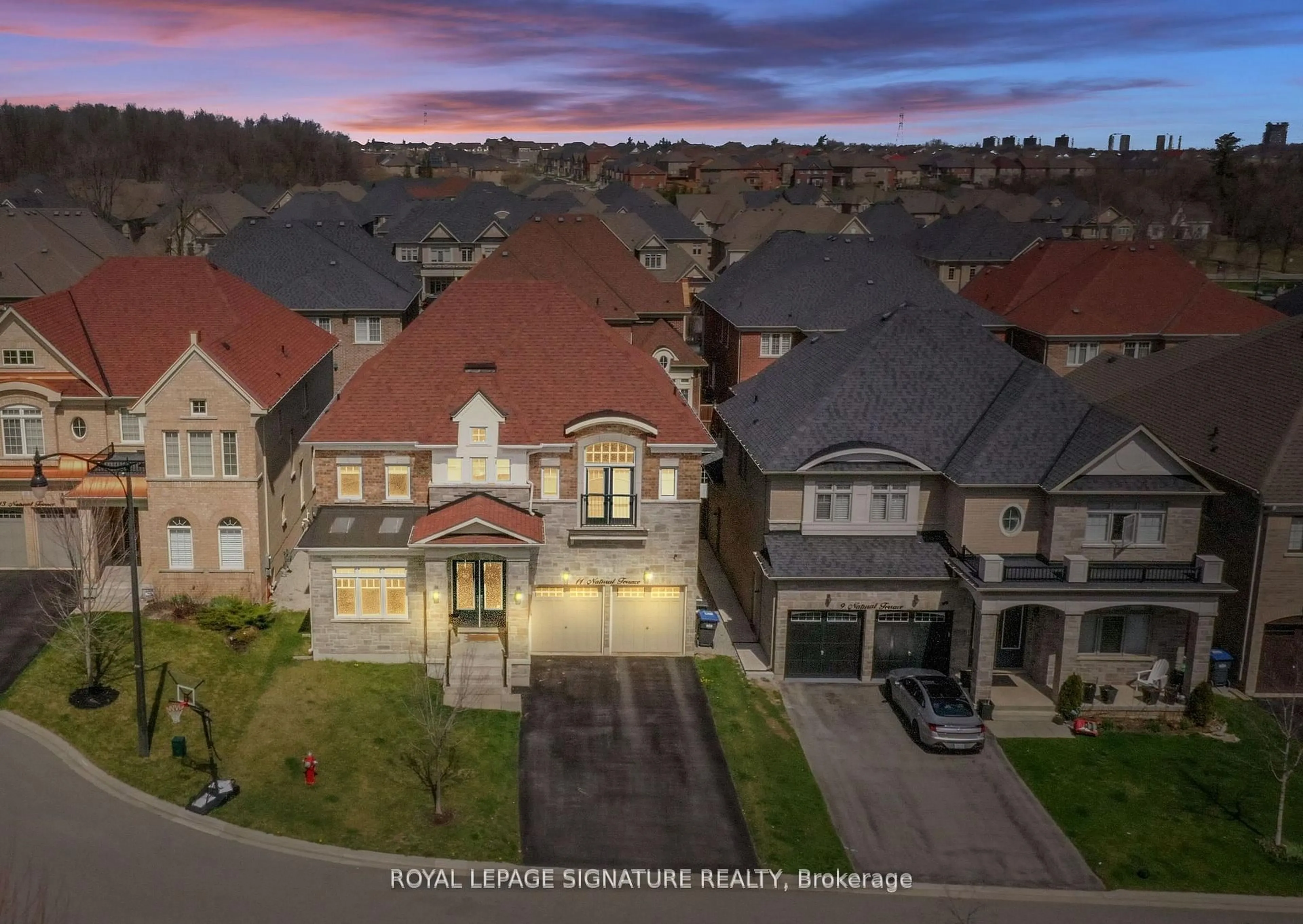 A pic from outside/outdoor area/front of a property/back of a property/a pic from drone, unknown for 11 Natural Terr, Brampton Ontario L6Y 6A5
