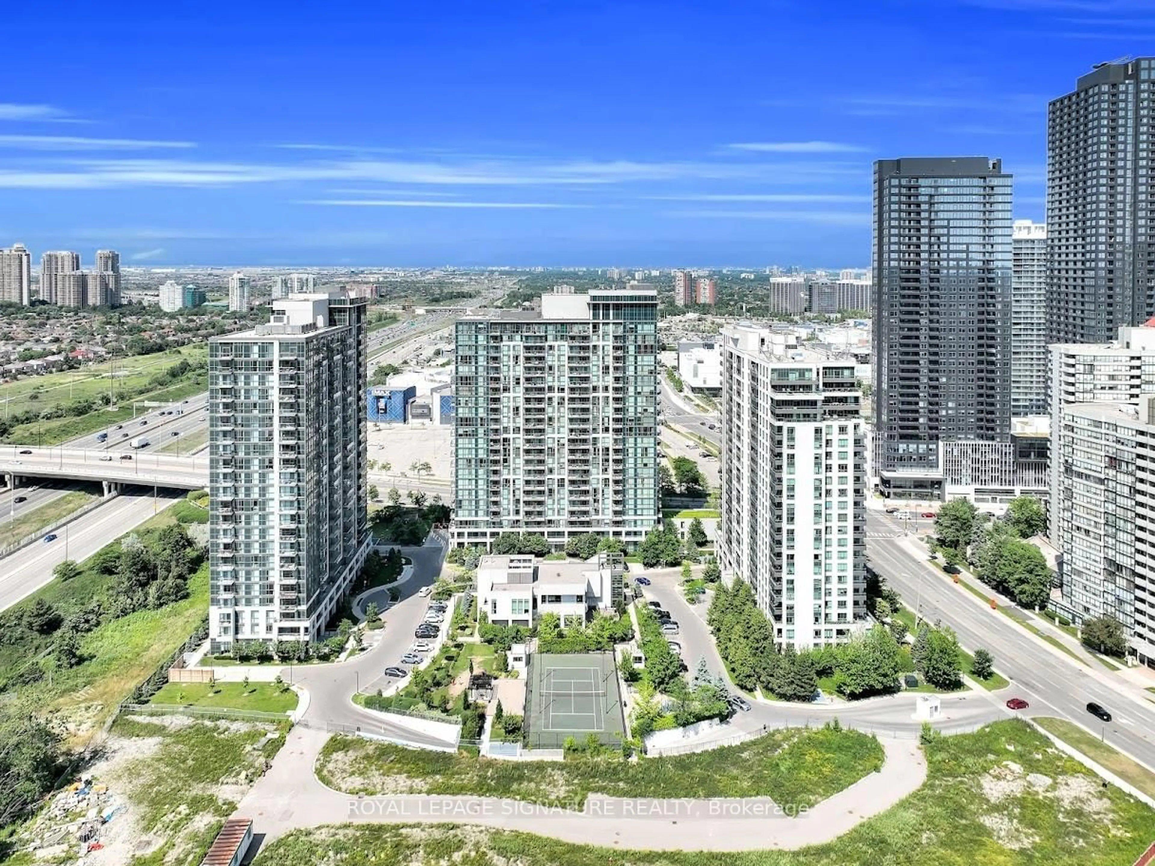 A pic from outside/outdoor area/front of a property/back of a property/a pic from drone, city buildings view from balcony for 349 Rathburn Rd #1108, Mississauga Ontario L5B 0G9