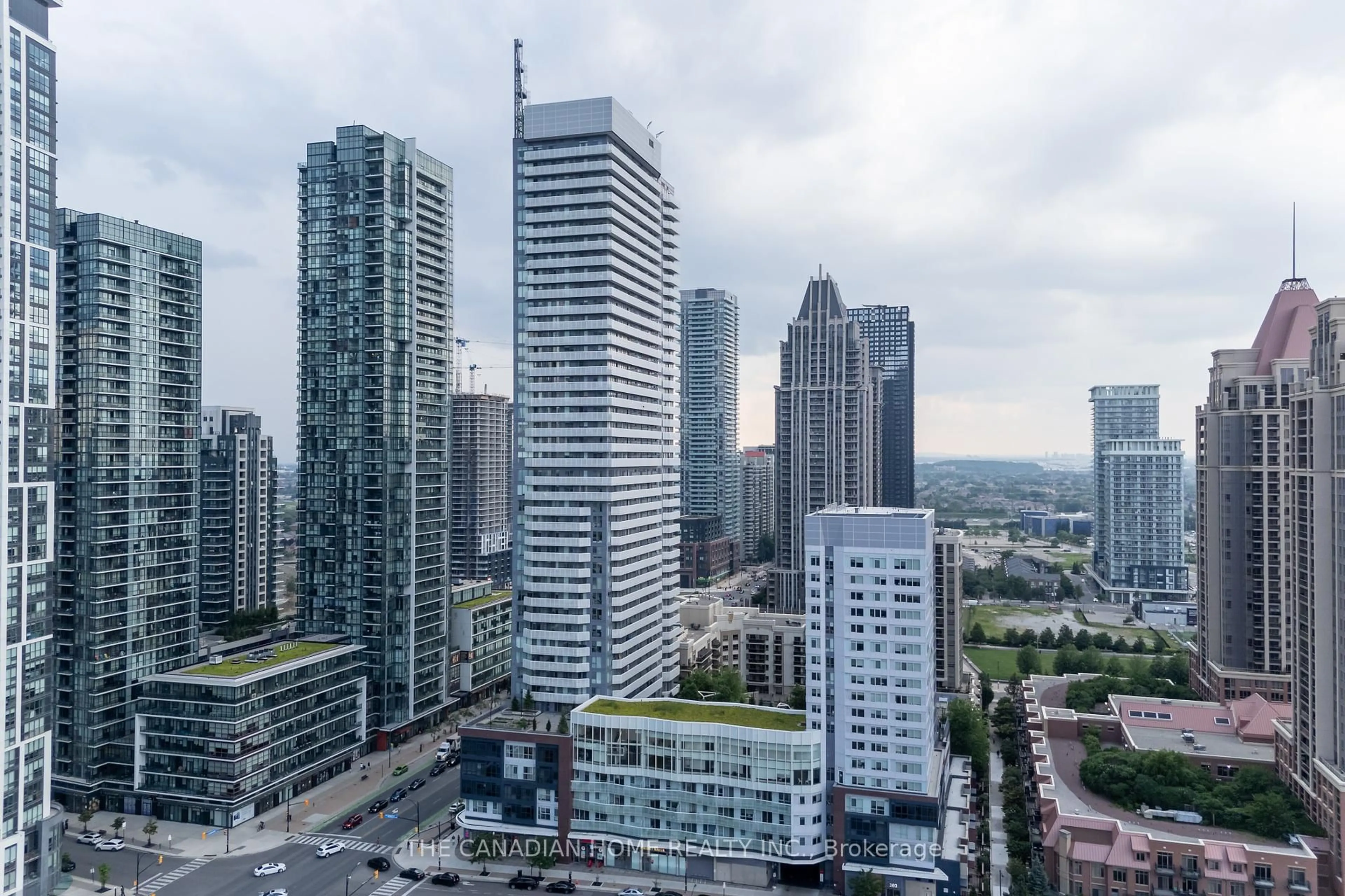 A pic from outside/outdoor area/front of a property/back of a property/a pic from drone, city buildings view from balcony for 4065 Confederation Pkwy #1412, Mississauga Ontario L5B 0L4
