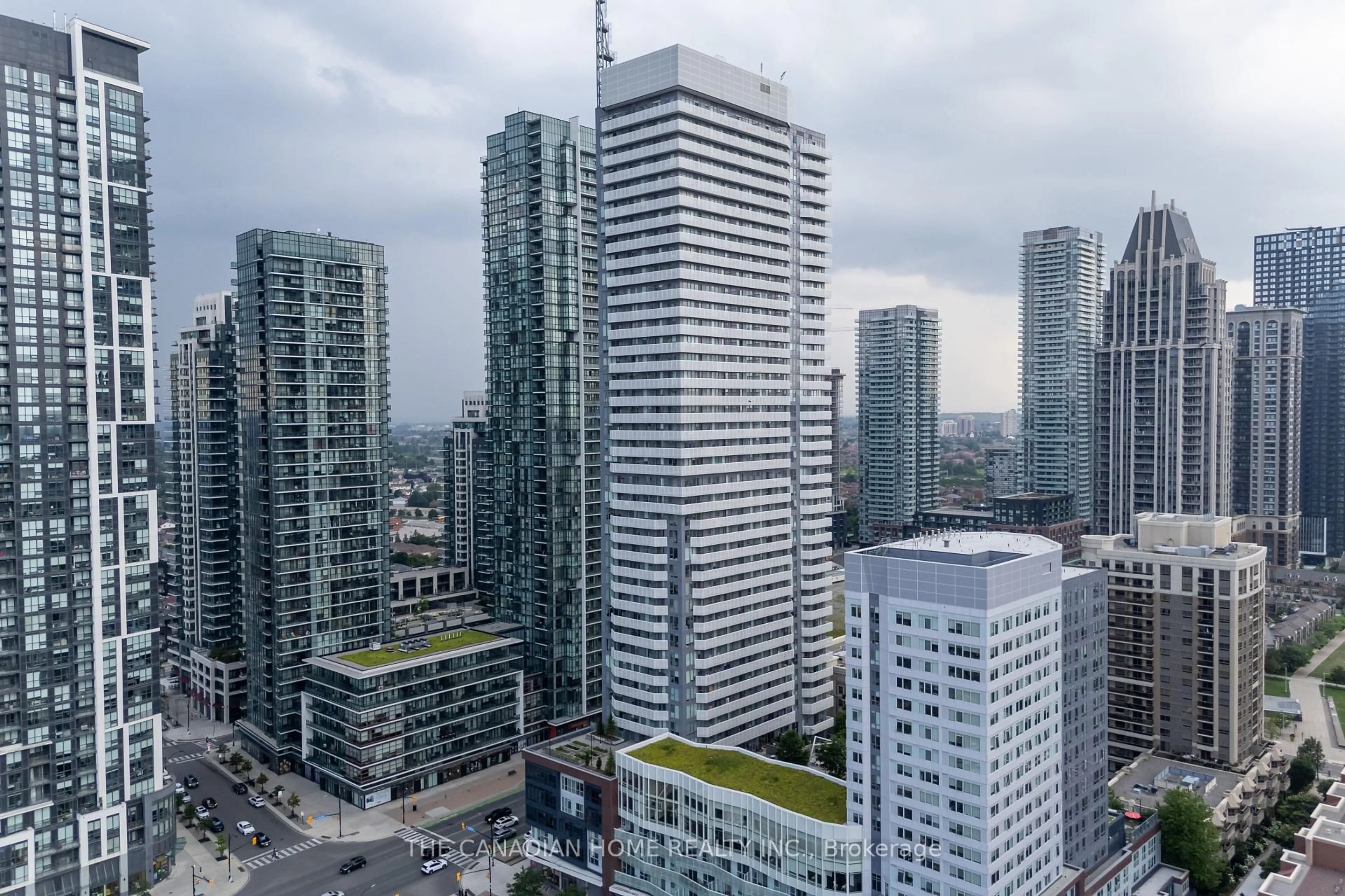 A pic from outside/outdoor area/front of a property/back of a property/a pic from drone, city buildings view from balcony for 4065 Confederation Pkwy #1412, Mississauga Ontario L5B 0L4