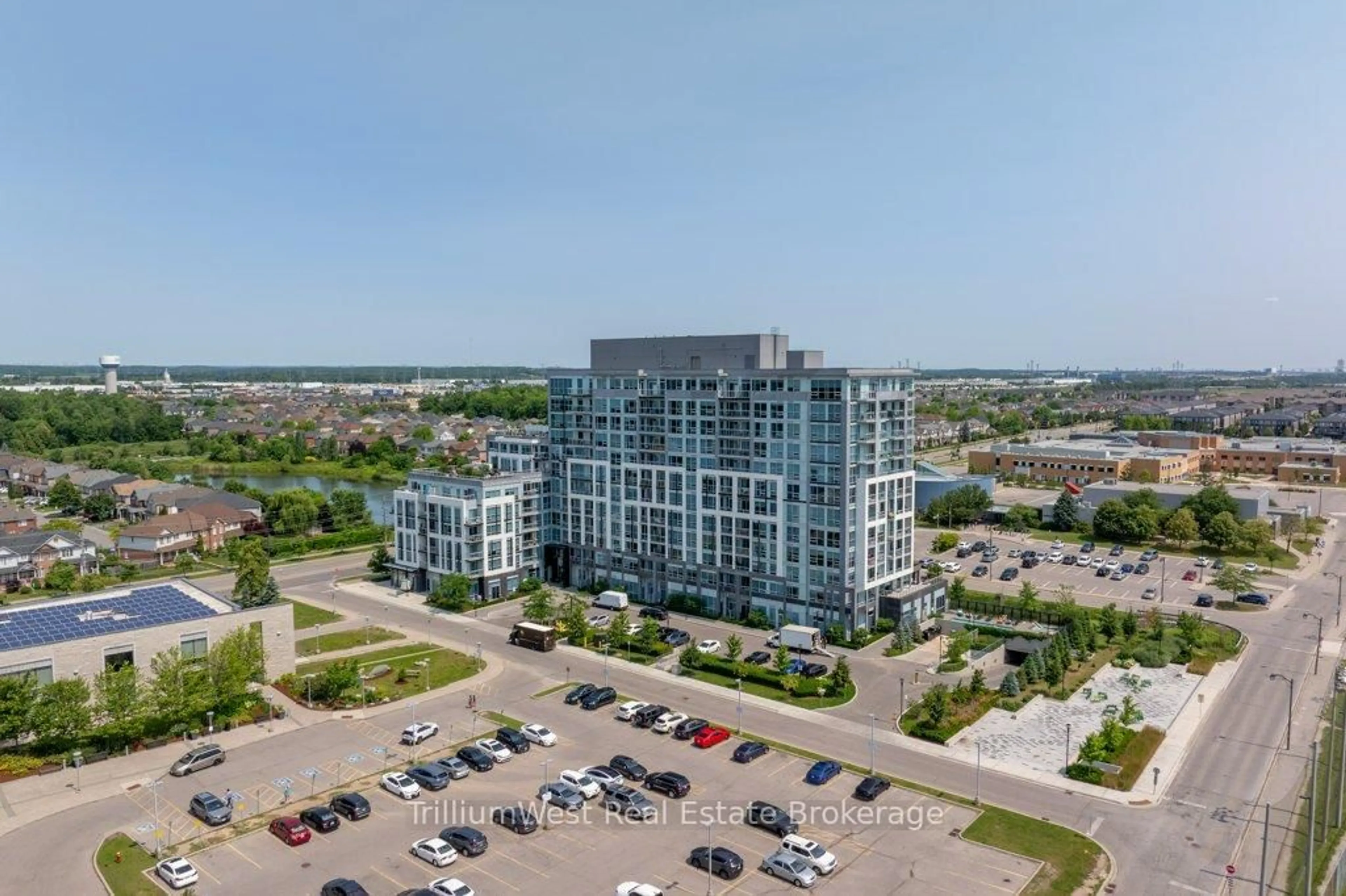 A pic from outside/outdoor area/front of a property/back of a property/a pic from drone, city buildings view from balcony for 1050 Main St #1004, Milton Ontario L9T 9M3