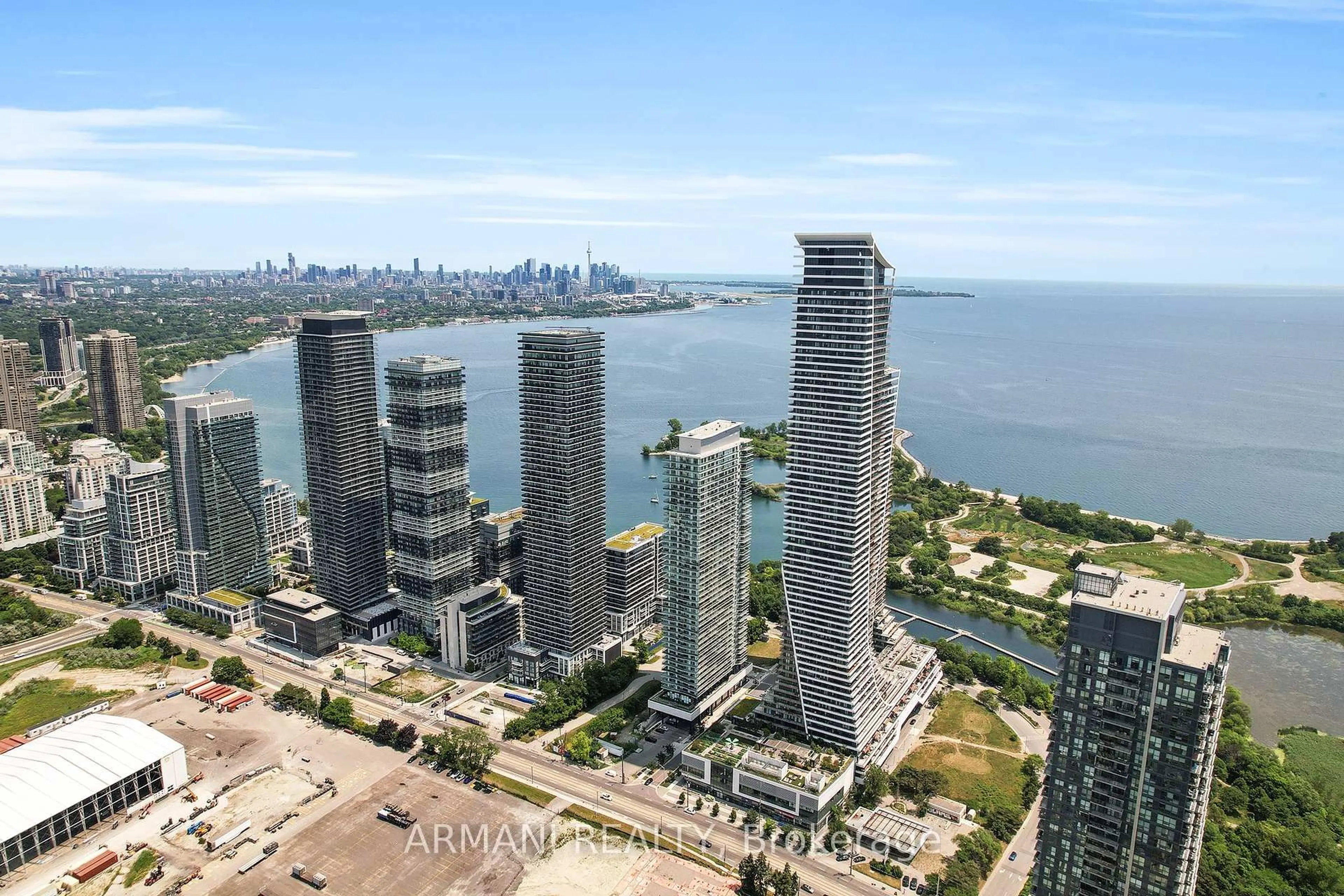 A pic from outside/outdoor area/front of a property/back of a property/a pic from drone, city buildings view from balcony for 33 Shore Breeze Dr #3902, Toronto Ontario M8V 1A1