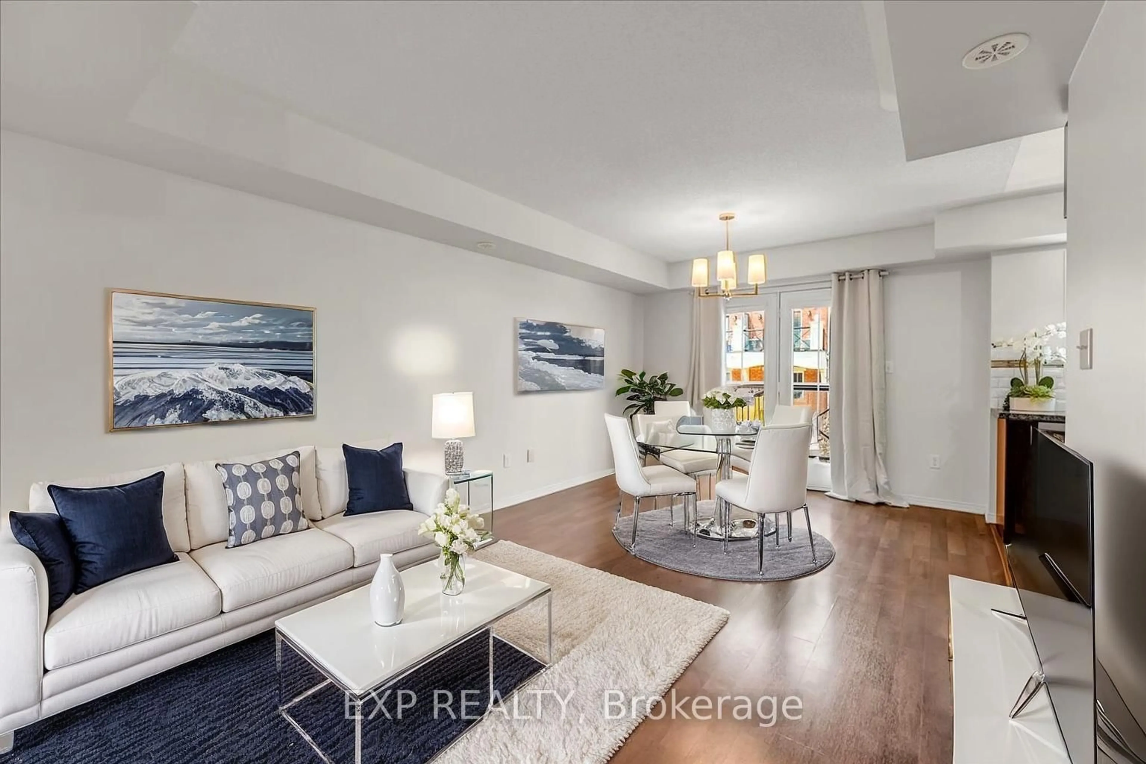 Living room with furniture, wood/laminate floor for 2468 Post Rd #14, Oakville Ontario L6H 0J2