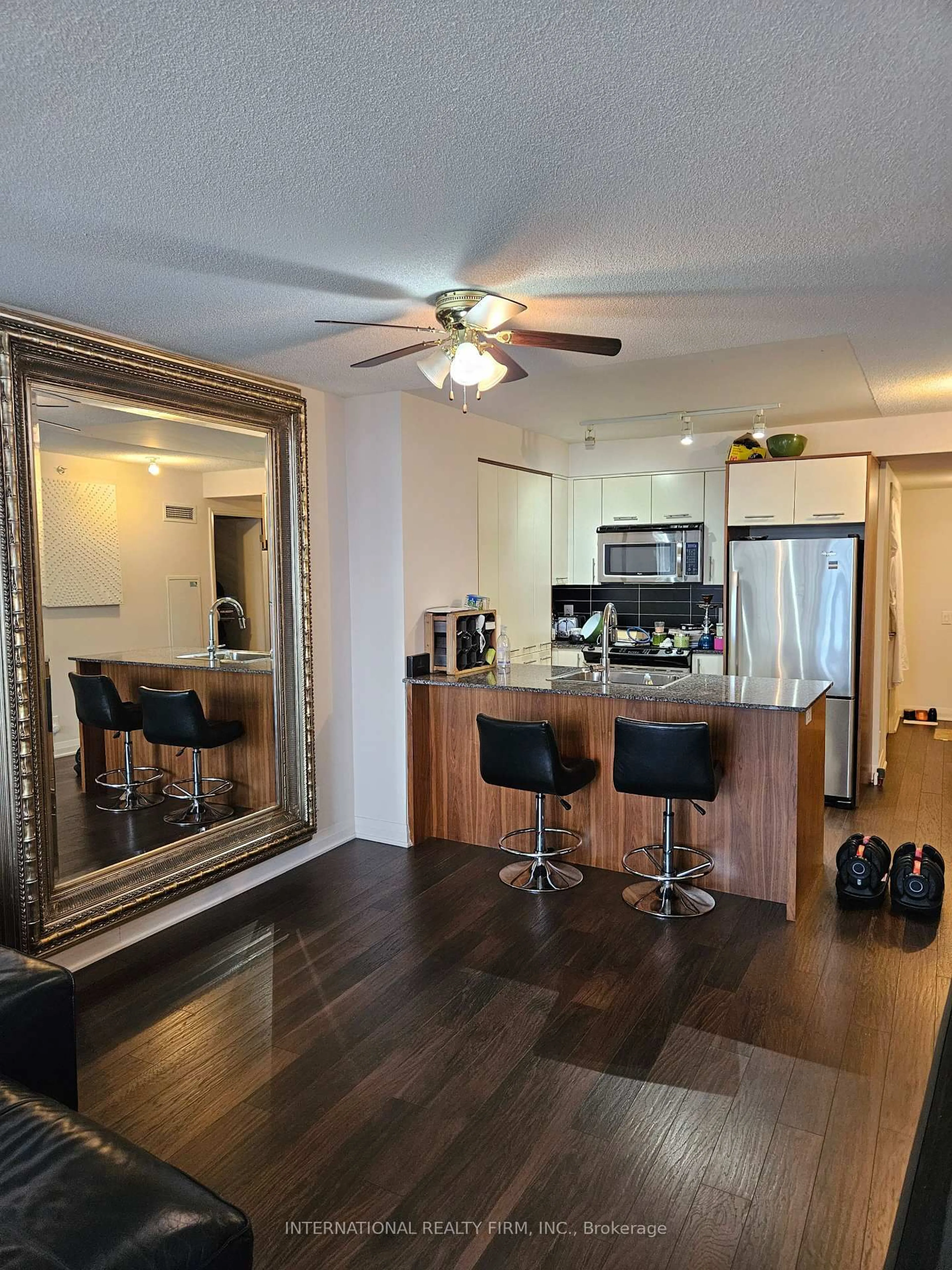Open concept kitchen, wood/laminate floor for 1 Valhalla Inn Rd #1005, Toronto Ontario M9B 1S9