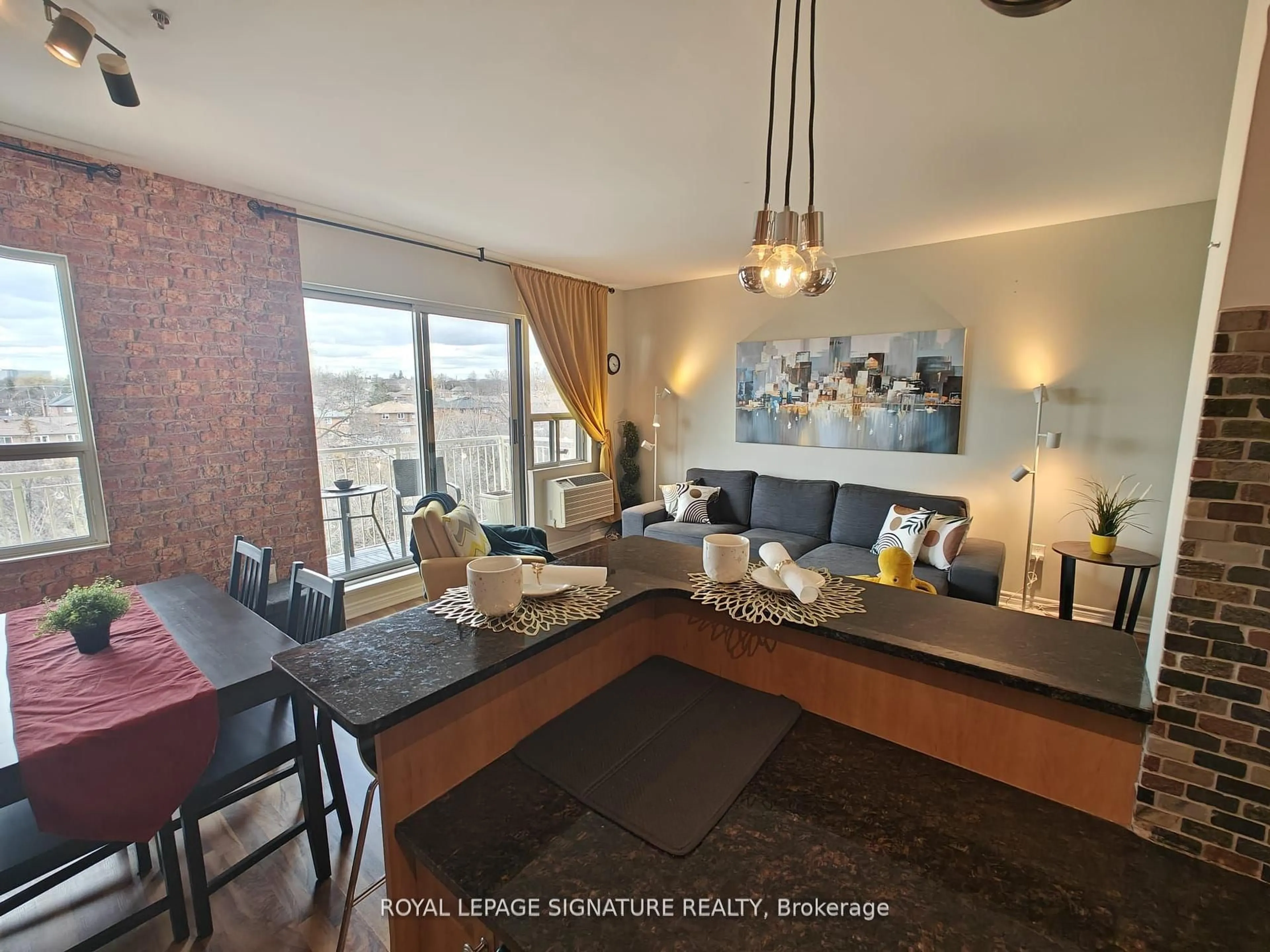 Living room with furniture, unknown for 60 Gulliver Rd #404, Toronto Ontario M6M 2A6