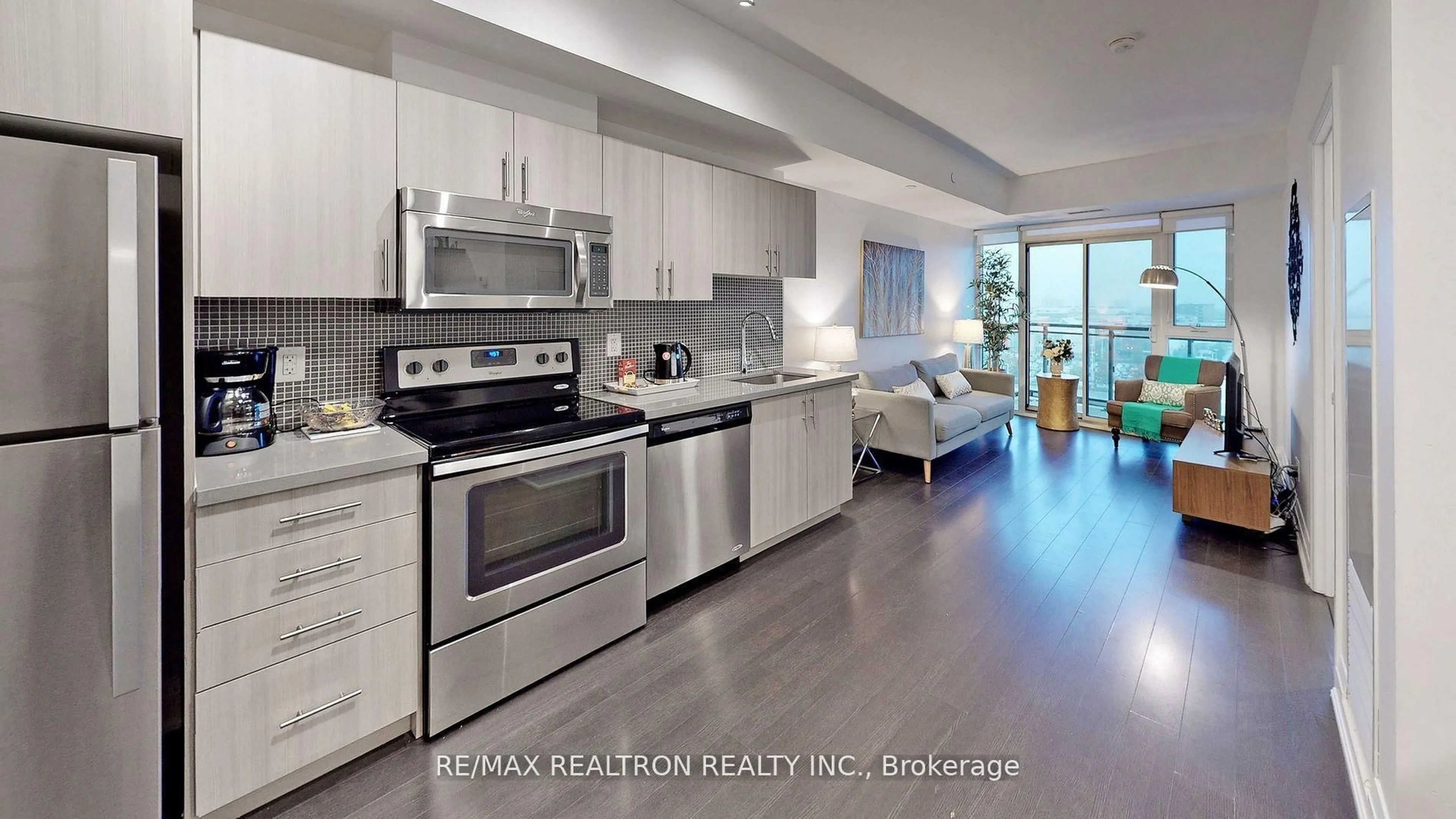 Open concept kitchen, ceramic/tile floor for 16 Mcadam Ave #801, Toronto Ontario M6A 0B9