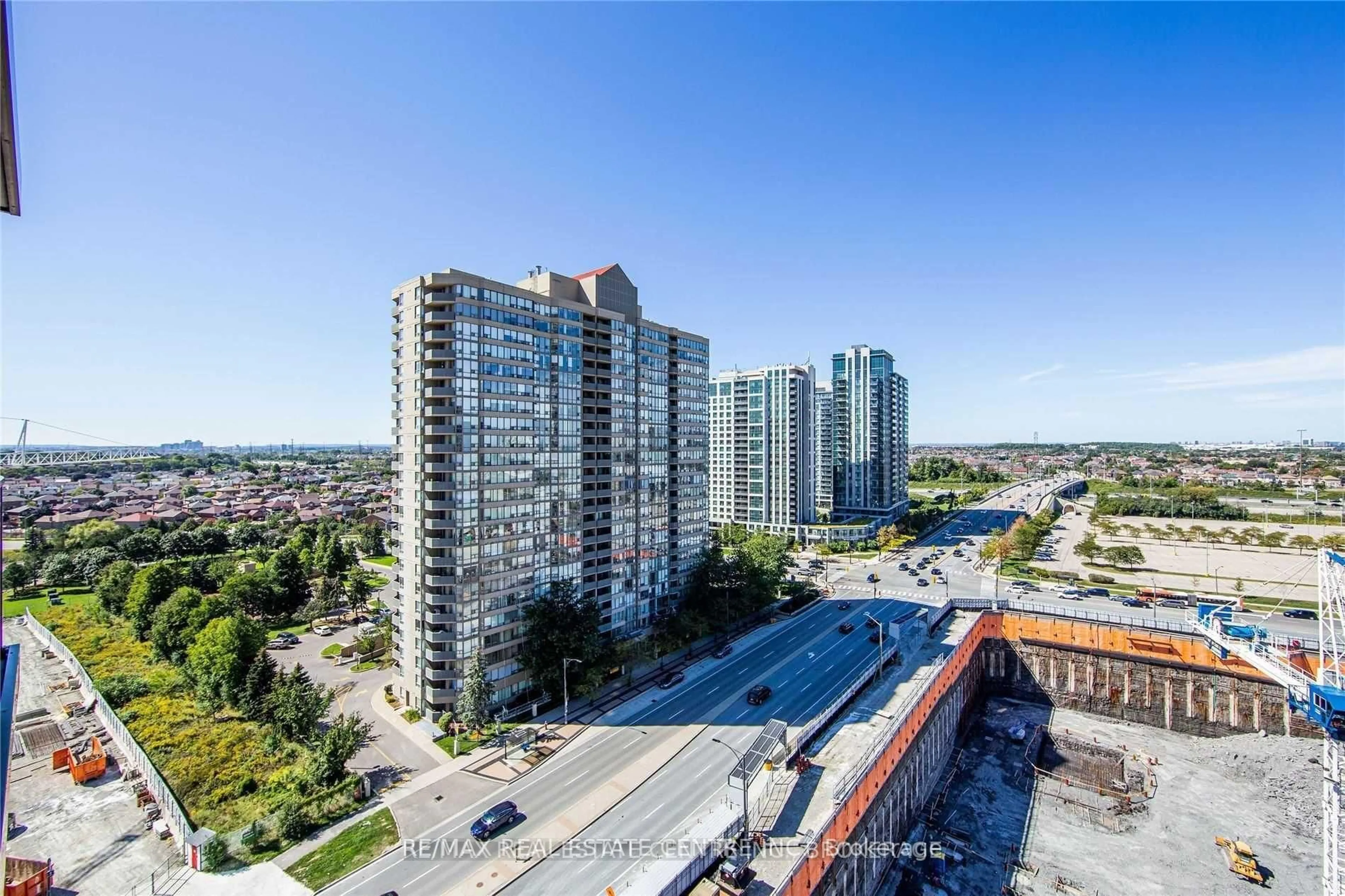 A pic from outside/outdoor area/front of a property/back of a property/a pic from drone, city buildings view from balcony for 385 Prince Of Wales Dr #1201, Mississauga Ontario L5B 0C6