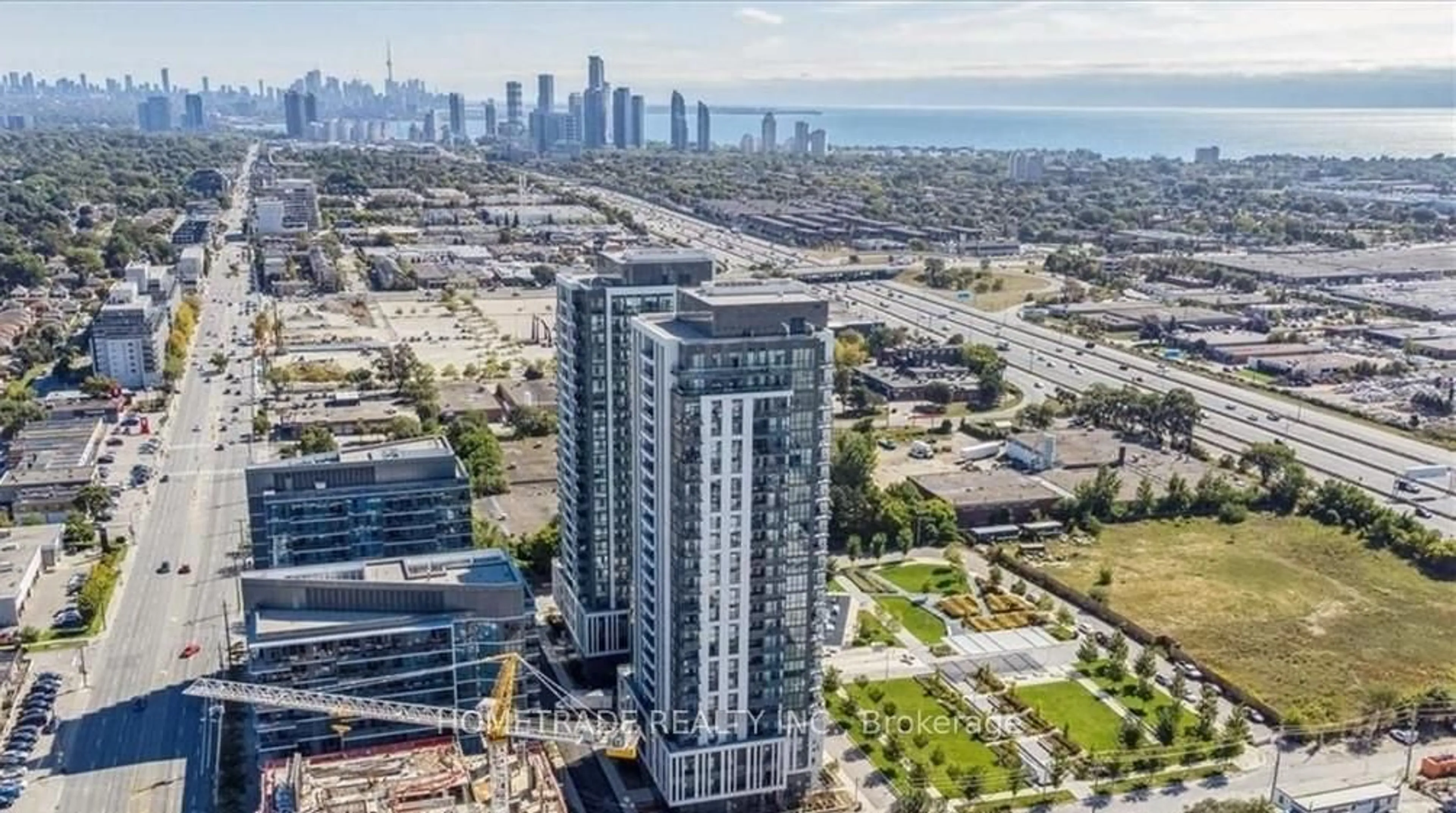 A pic from outside/outdoor area/front of a property/back of a property/a pic from drone, city buildings view from balcony for 15 Zorra St #602, Toronto Ontario M8Z 4Z6