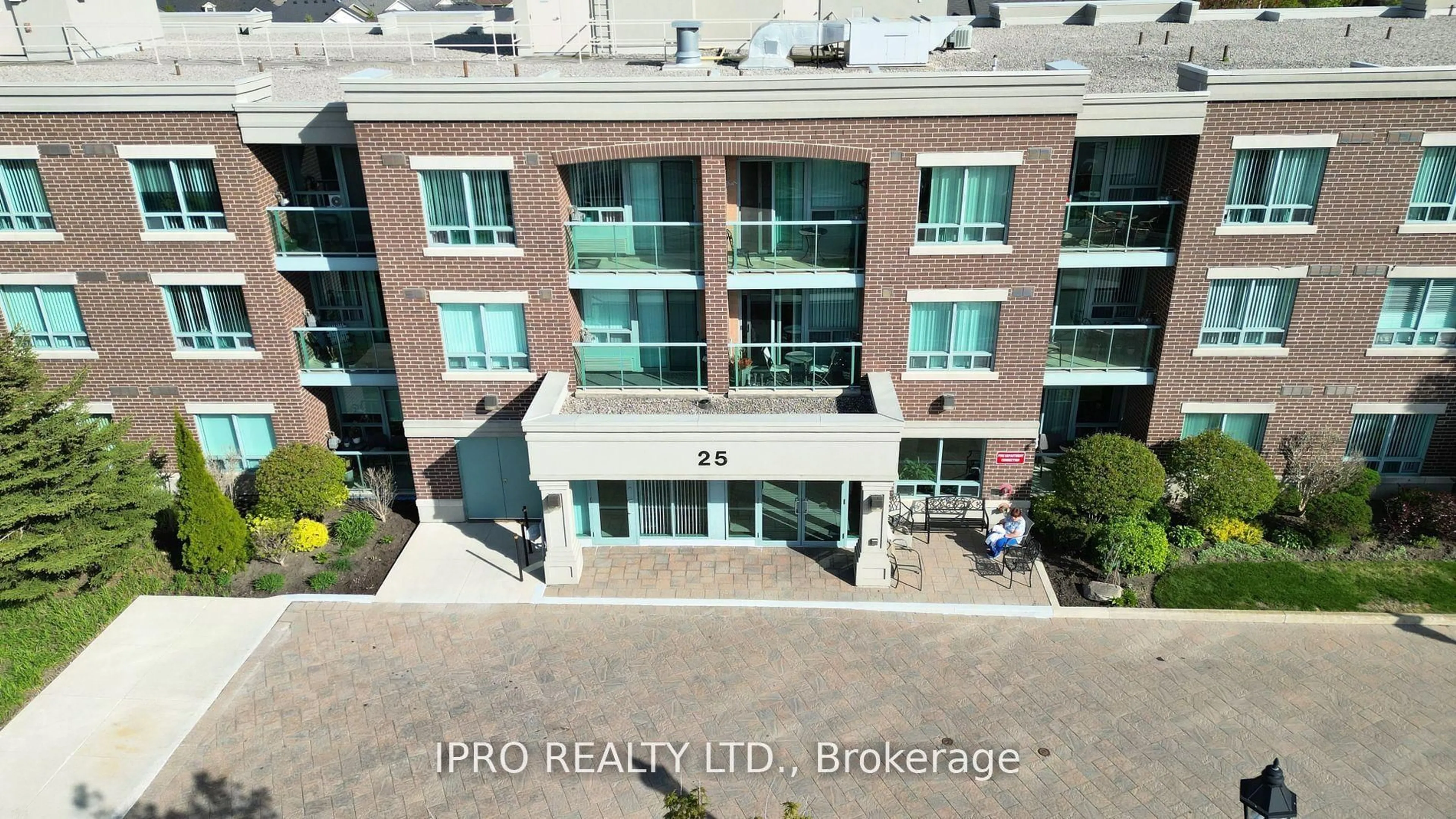 A pic from outside/outdoor area/front of a property/back of a property/a pic from drone, city buildings view from balcony for 25 Via Rosedale Way #207, Brampton Ontario L6R 3J8
