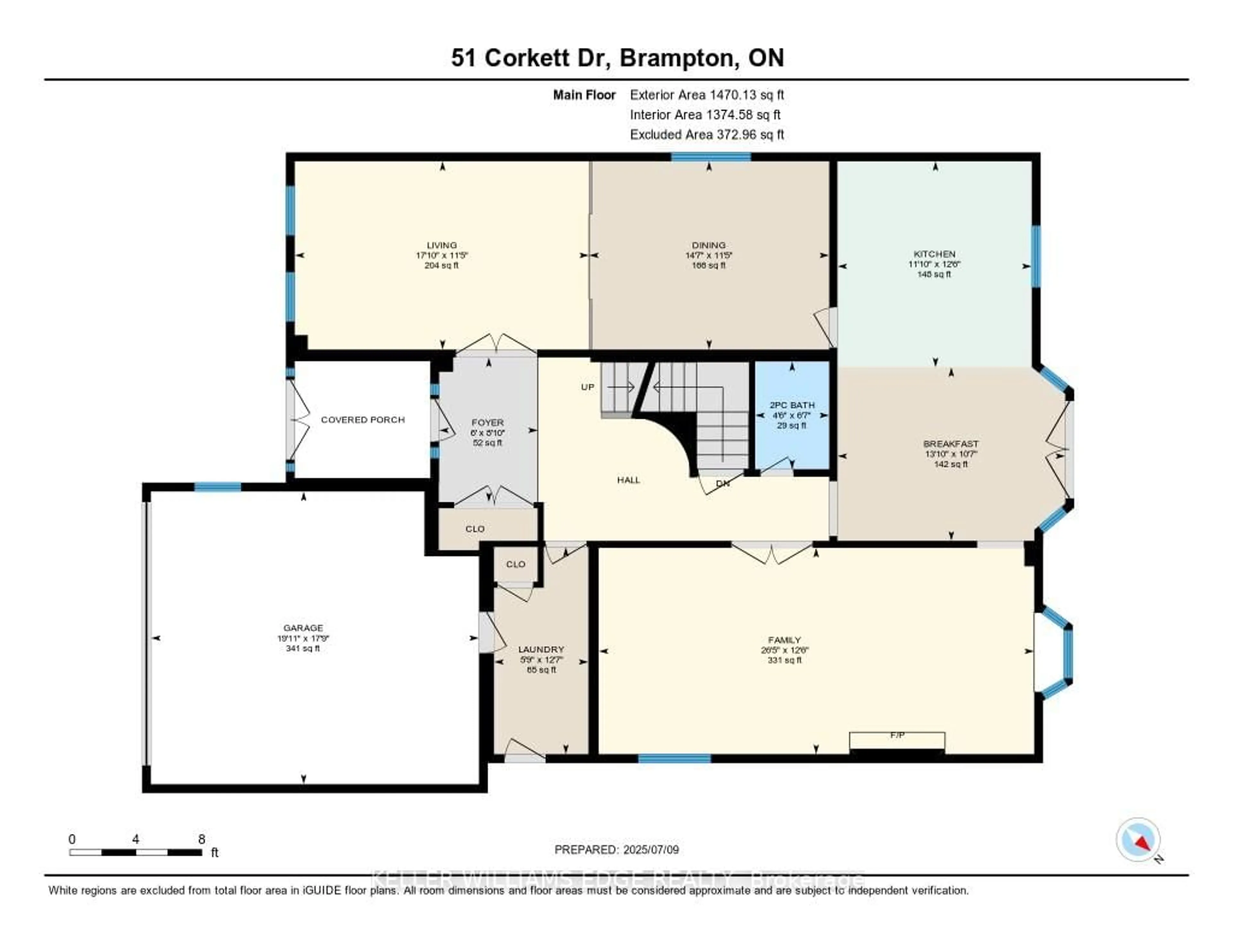 Floor plan for 51 Corkett Dr, Brampton Ontario L6X 3G1