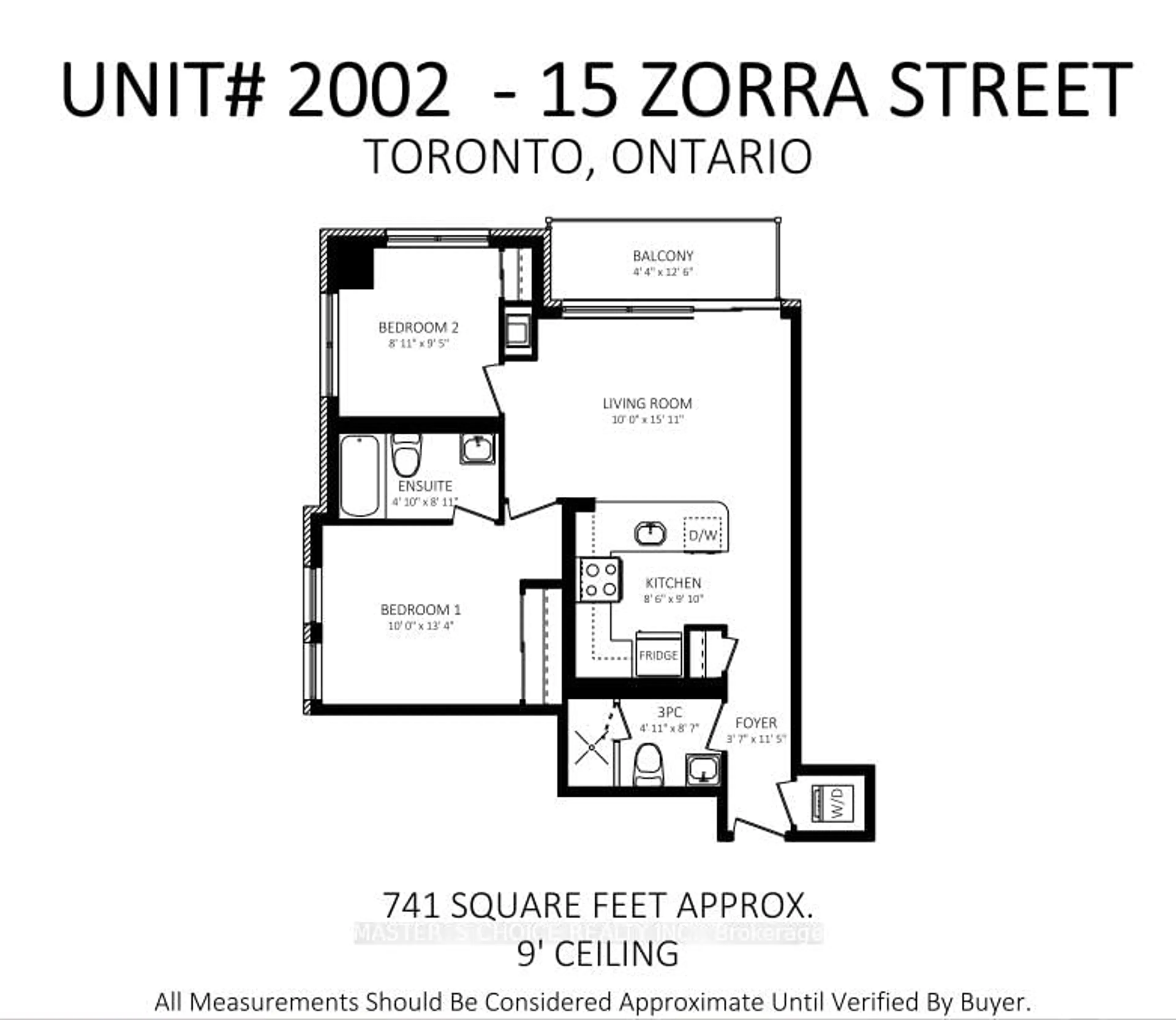 Floor plan for 15 Zorra St #2002, Toronto Ontario M8Z 0C1